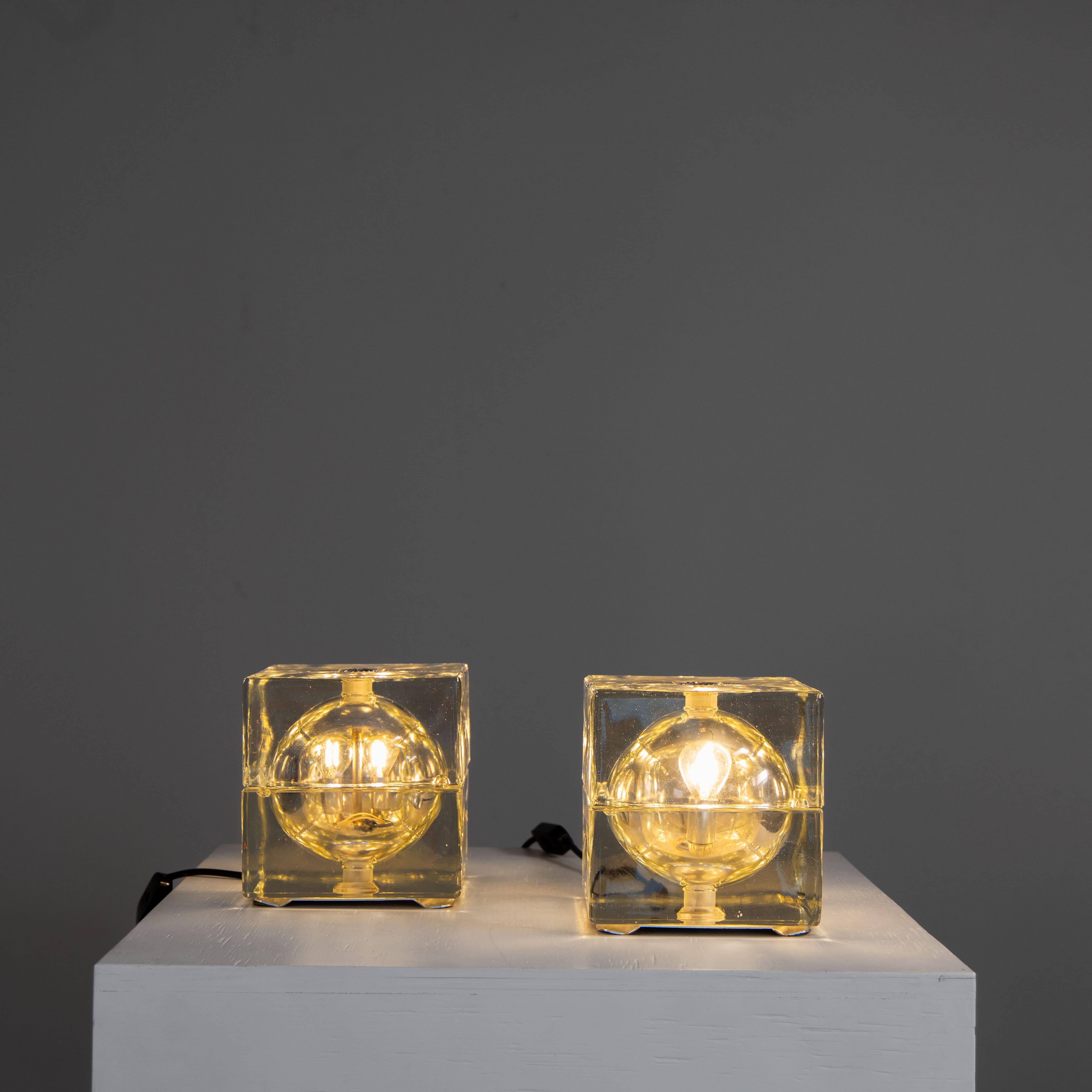 Space Age Cubosfera pair of lamps, Alessandro Mendini, Fidenza Vetraria For Sale