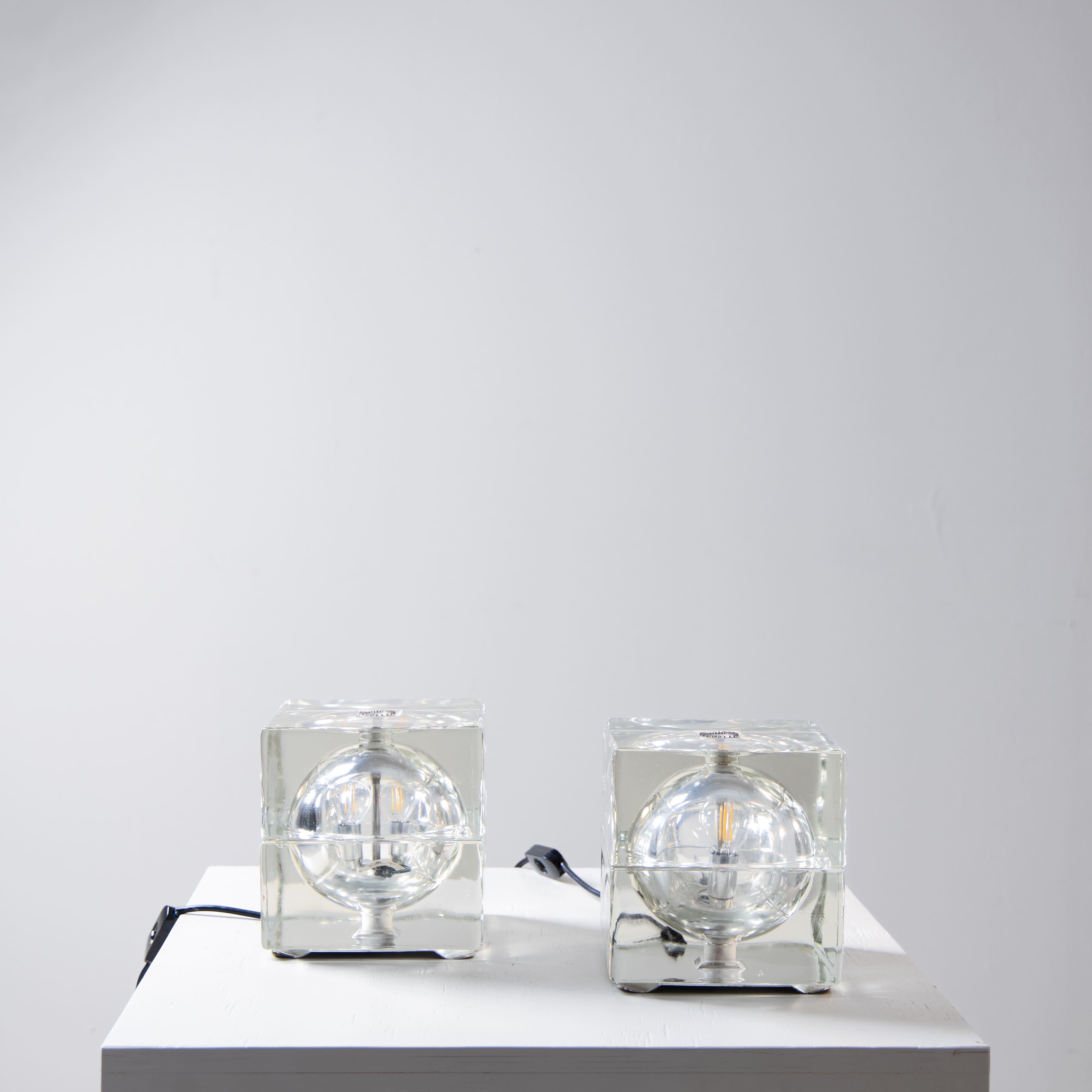 Italian Cubosfera pair of lamps, Alessandro Mendini, Fidenza Vetraria For Sale