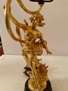 Pair of glass and bronze luxury Italian vintage style room lamps