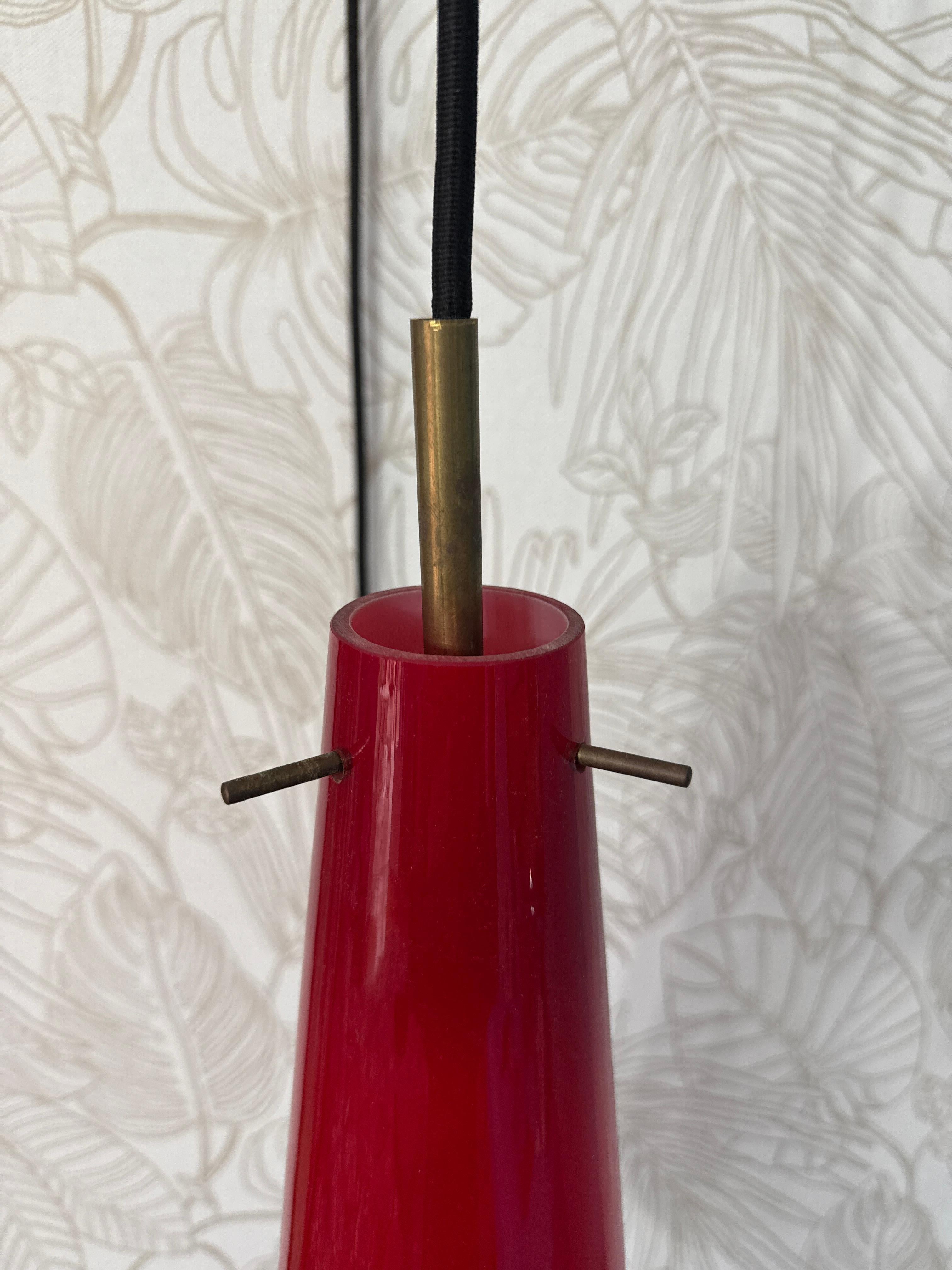 Coppia di Lampade da muro da comodino pendenti Vistosi 1950 verde e rosso in vendita 3