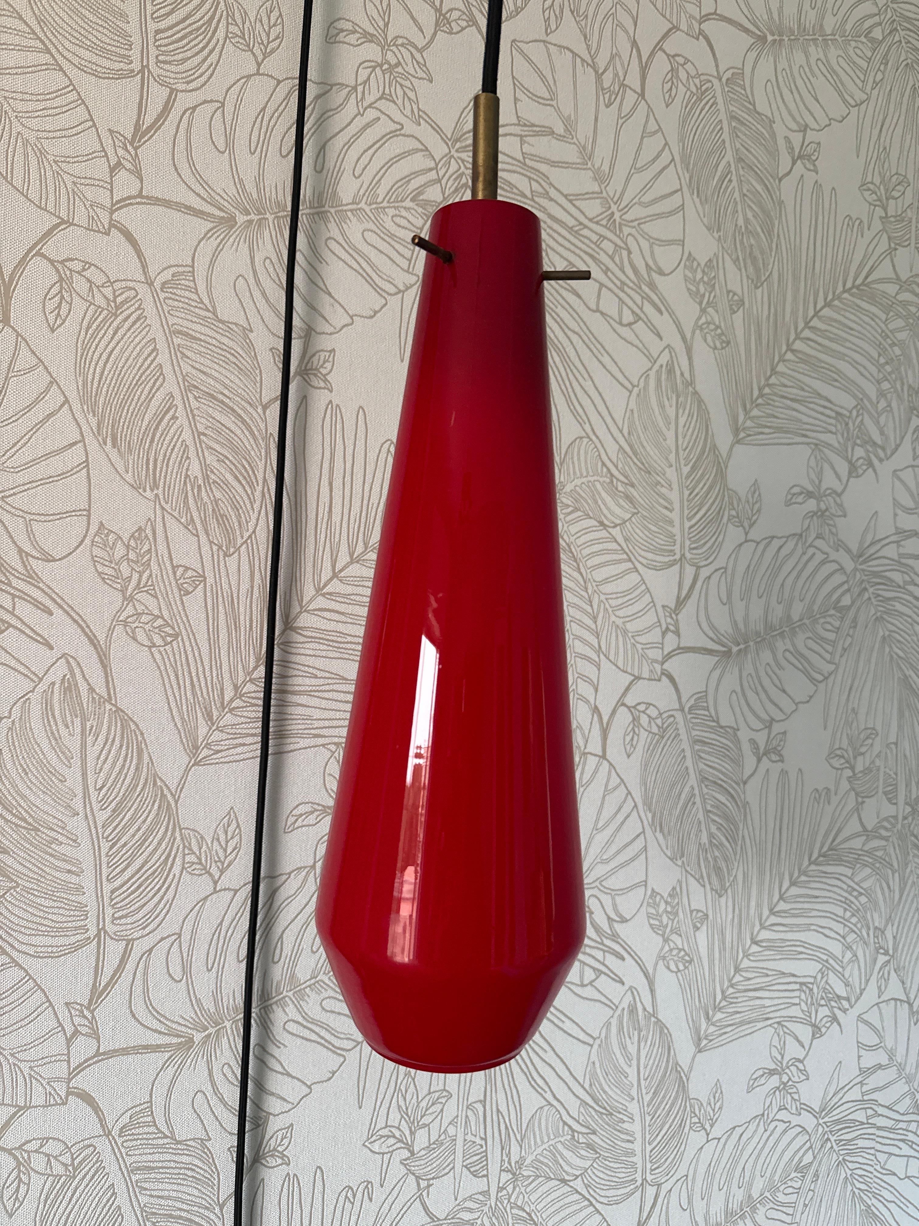 Coppia di Lampade da muro da comodino pendenti Vistosi 1950 verde e rosso in vendita 2