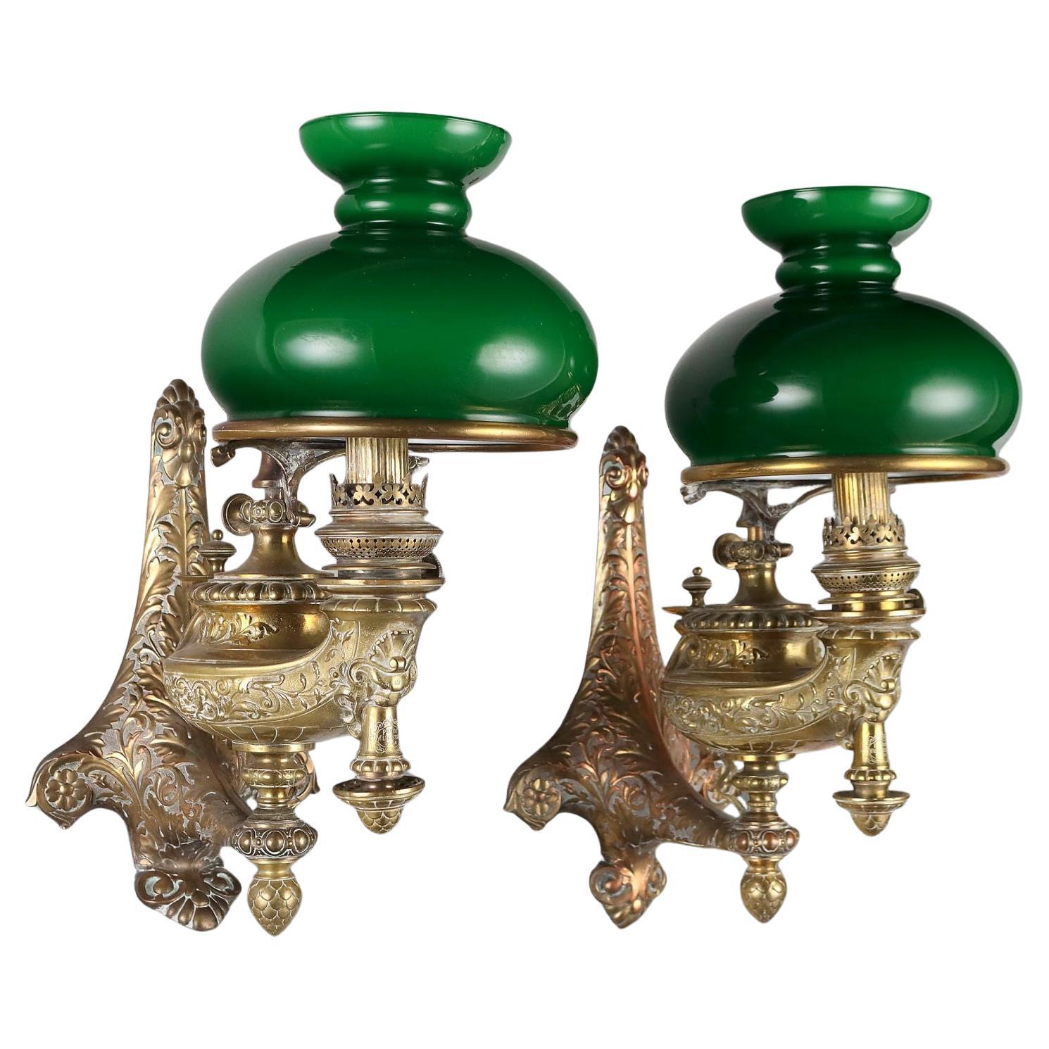 Pair of Wild & Wessel Berlin Oil Wall Lamps Mid-19th Century For Sale