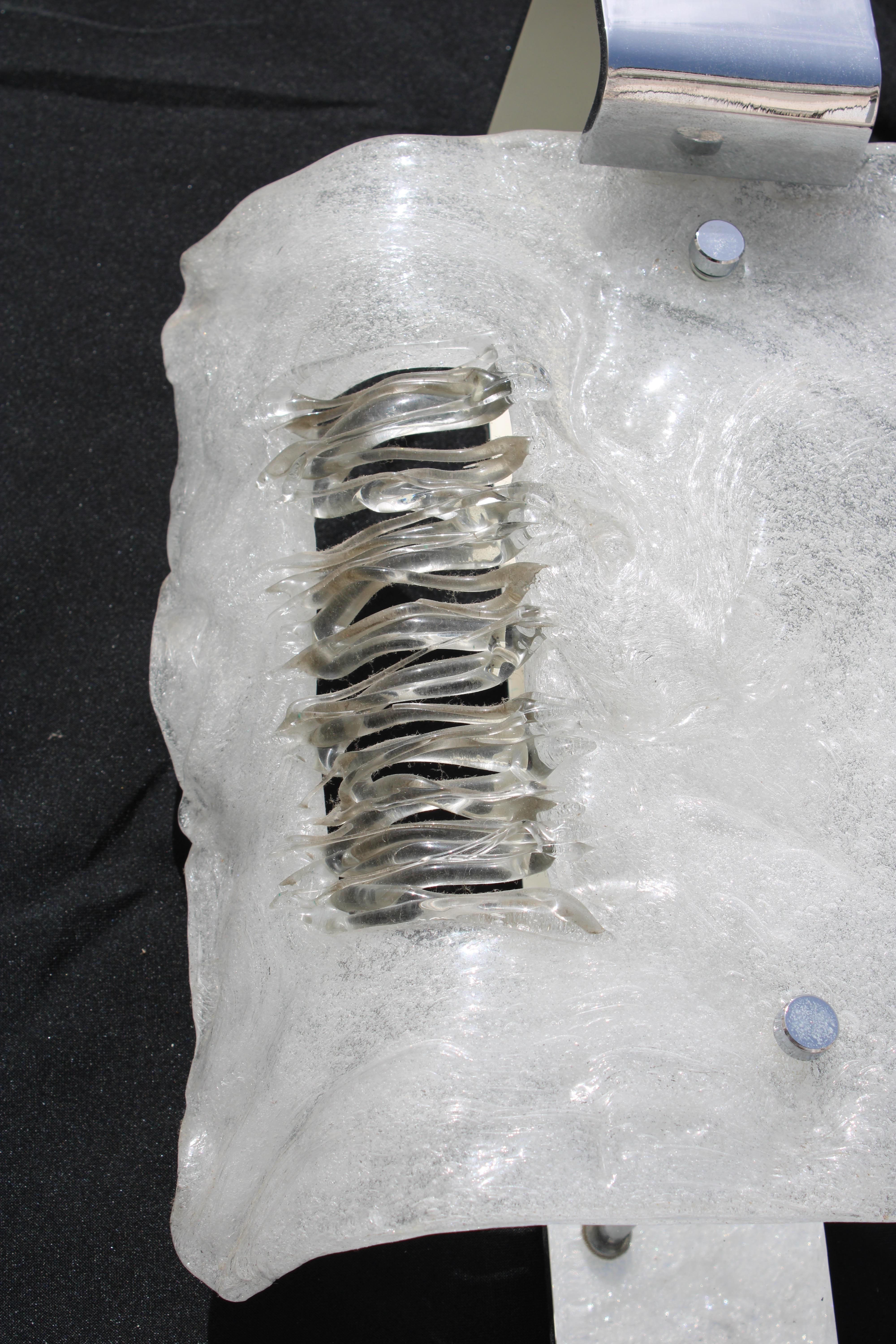Pair of Angelo Brotto Wall Lamps for Esperia 1970 Pulegoso Glass For Sale 4