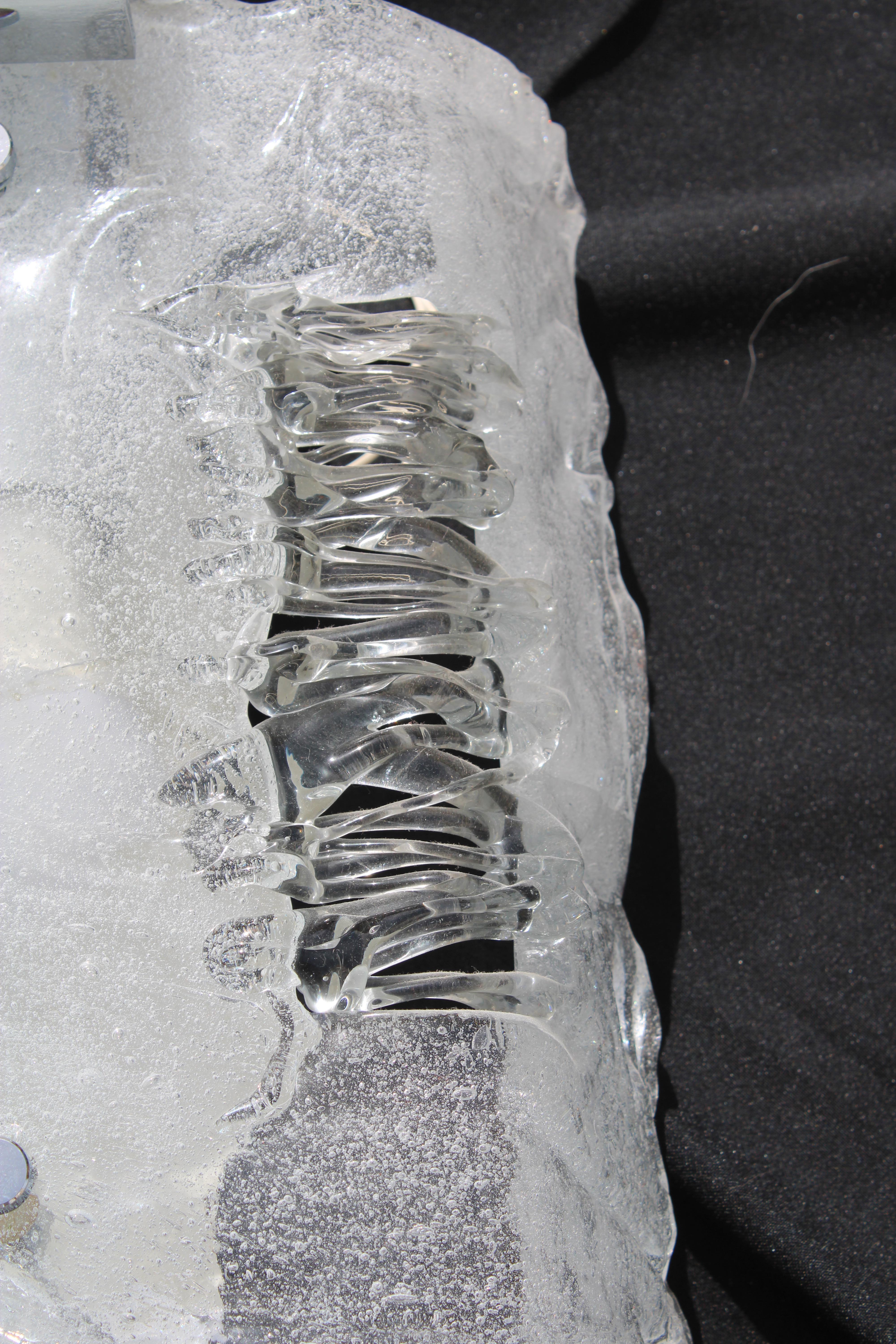 Mid-Century Modern Pair of Angelo Brotto Wall Lamps for Esperia 1970 Pulegoso Glass For Sale