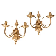 Pair of 1960s vintage gilded wall sconce lamps Italian design