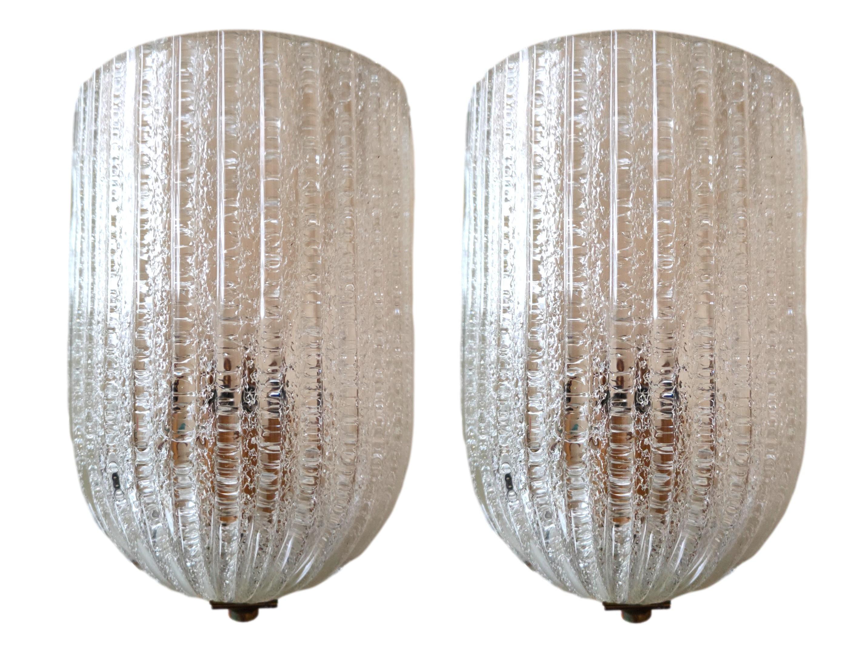 Mid-Century Modern pair of wall lamps sconces barovier&toso 1950s - barovier & toso For Sale