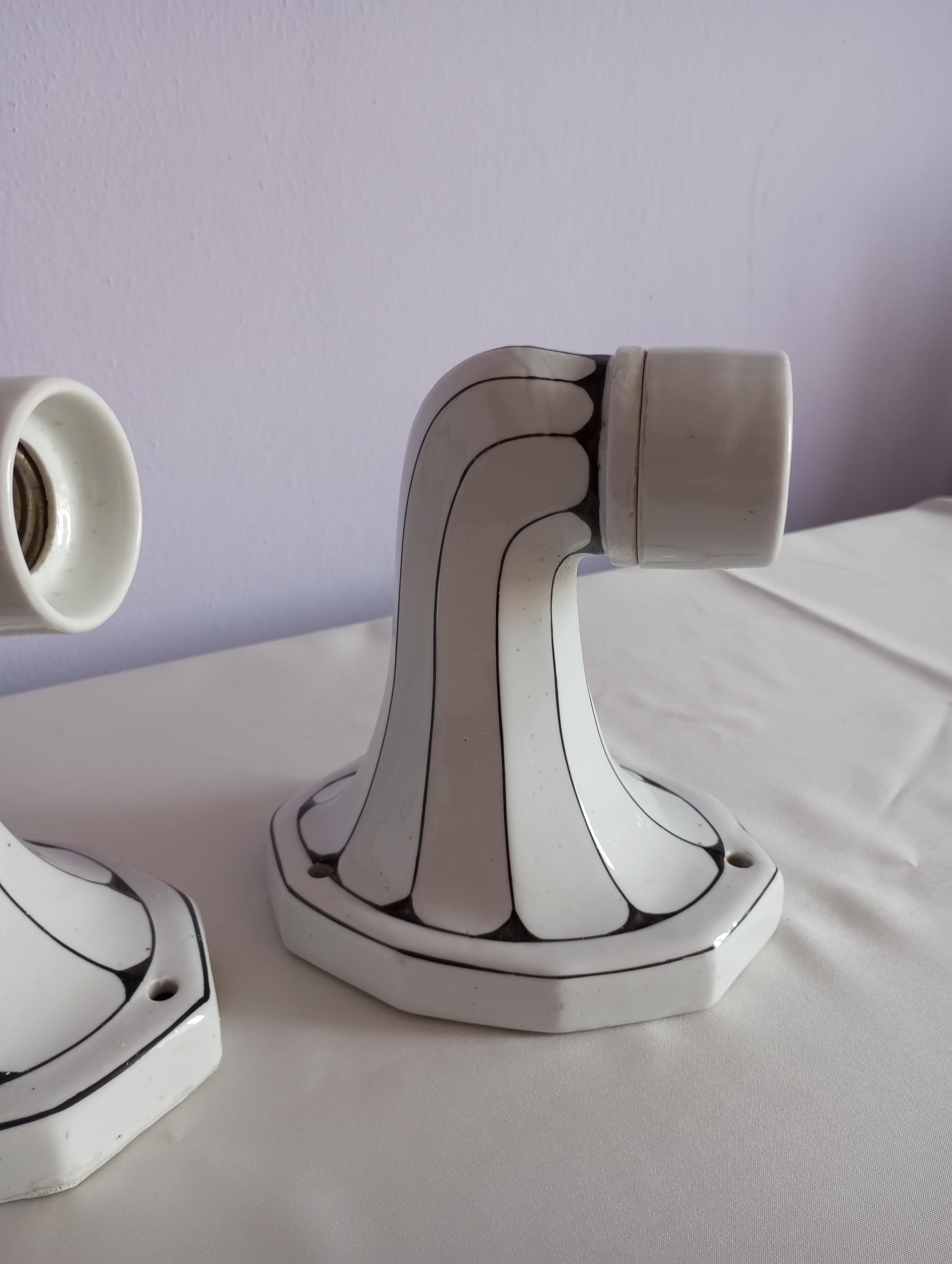 Ceramica Coppia di lampade da parete Art Noveau in pocellana  di 