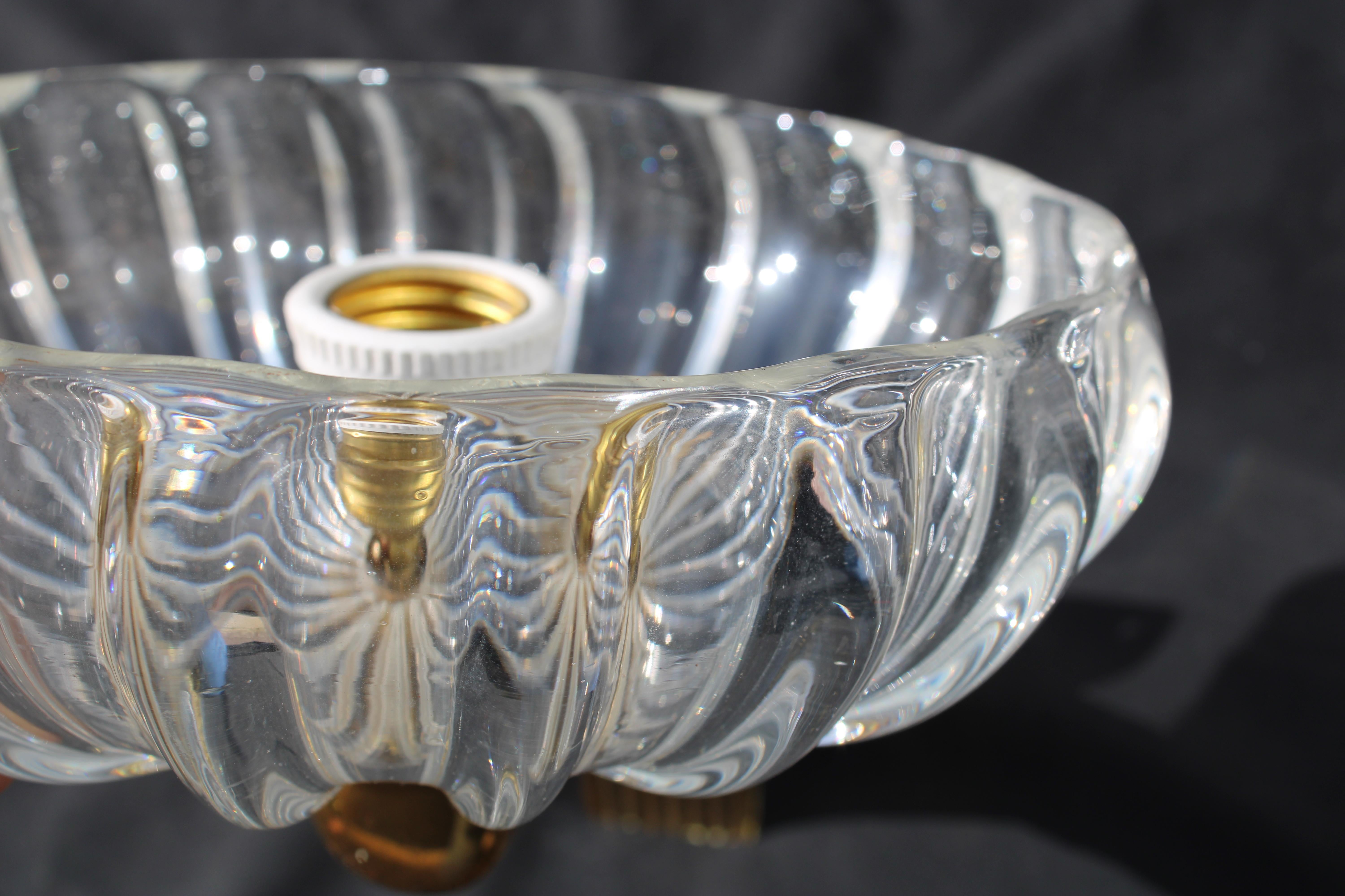 Mid-20th Century Pair of Barovier 1940 Murano Wall Lamps Brass Parts For Sale