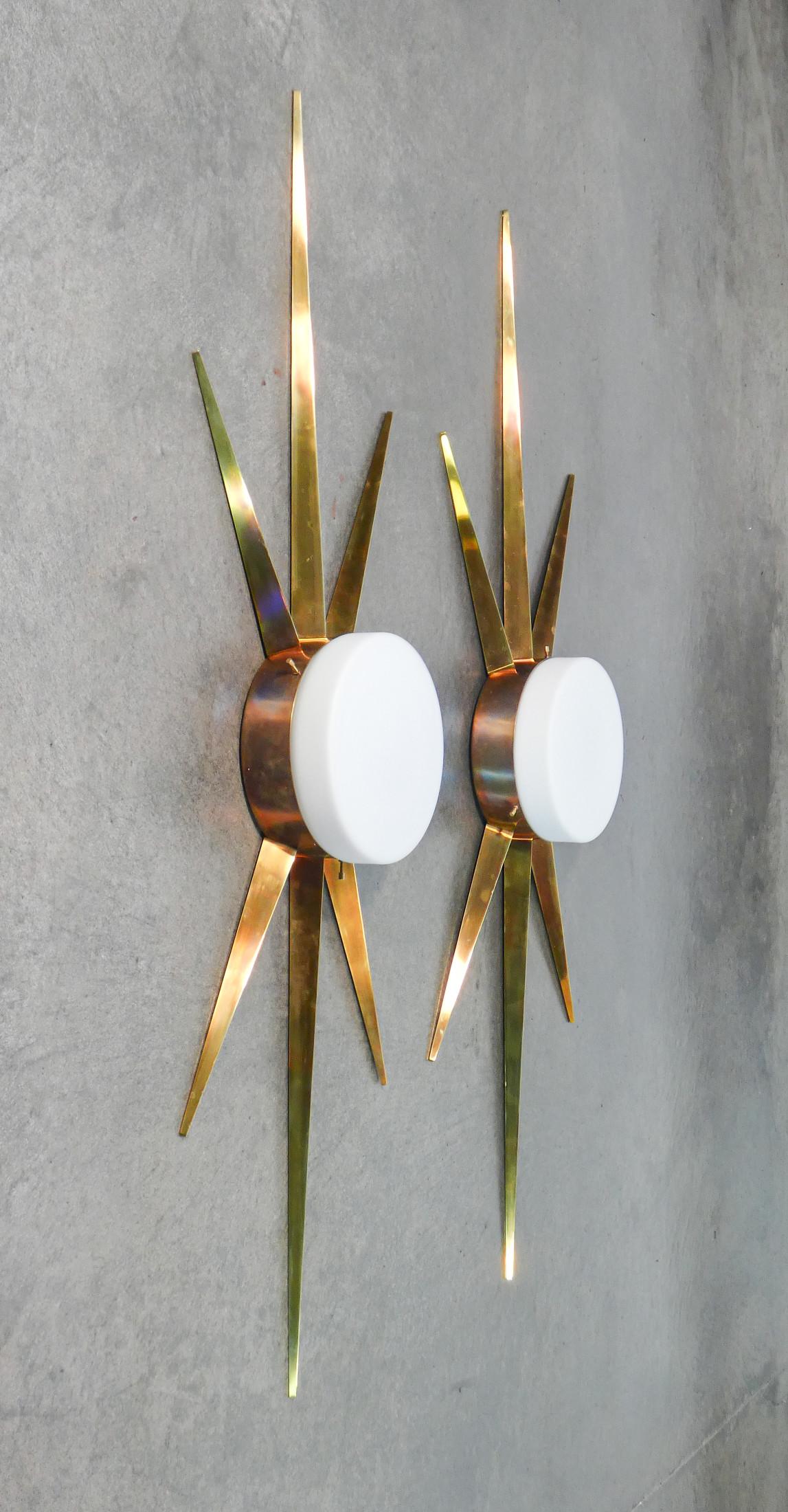 Pair of wall or ceiling lamps, design by Giò PONTI for ARREDOLUCE In Good Condition In Torino, IT