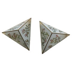 Coppia di Lampade da Parete triangolo design Italiano vetro dipinto naturalista