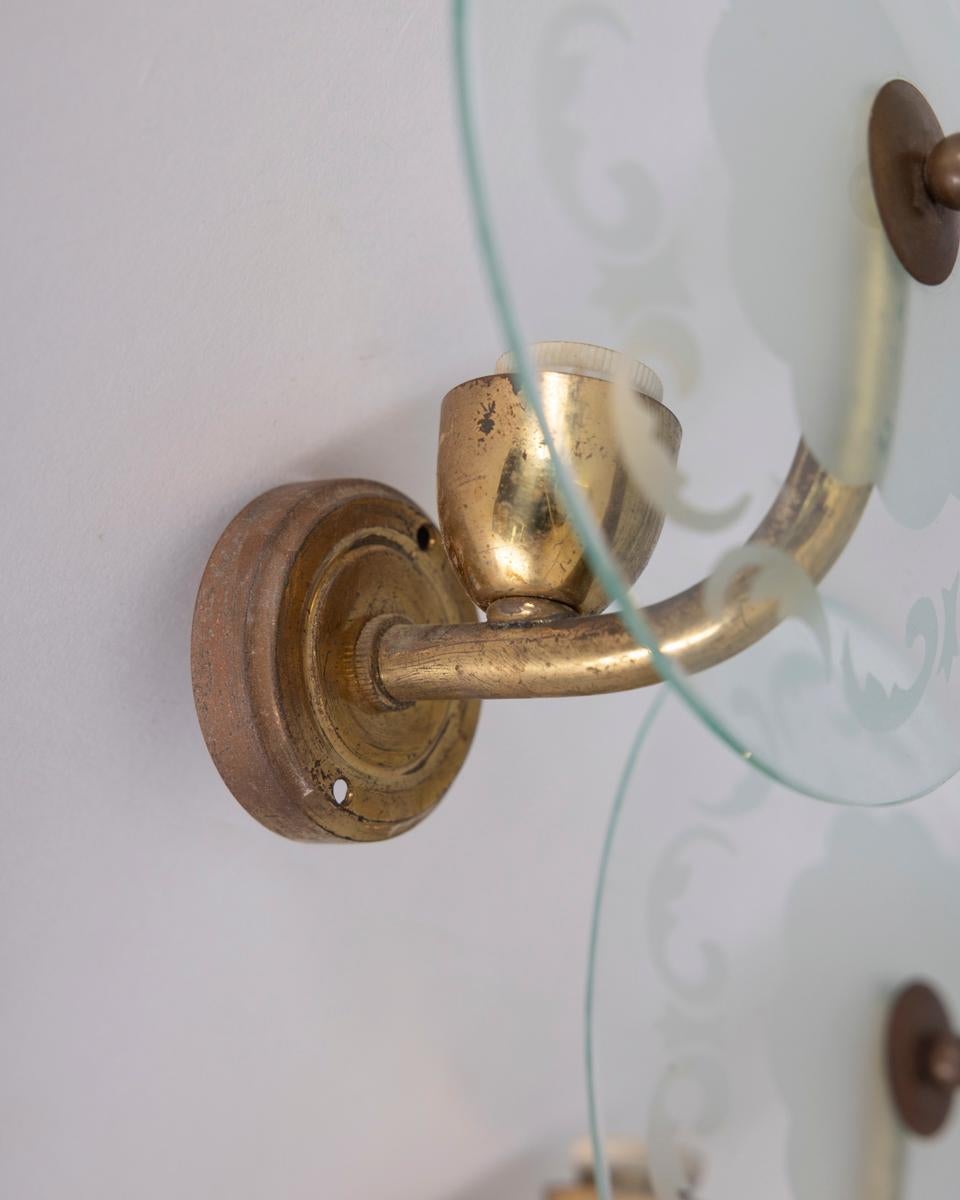 Mid-Century Modern Lampes à poser vintage années 50 ottone et vetro design Italiano en vente