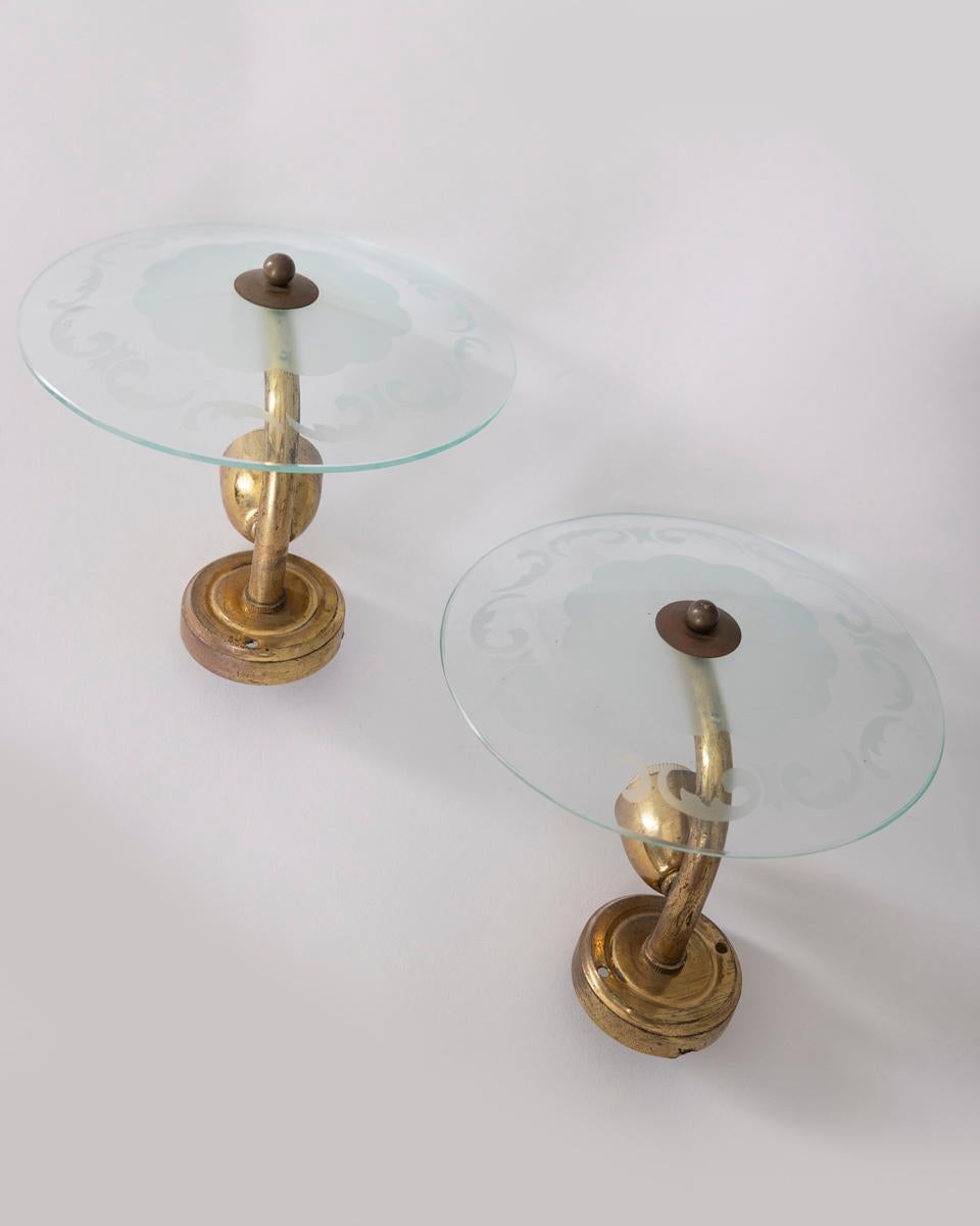 italien Lampes à poser vintage années 50 ottone et vetro design Italiano en vente