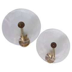 Coppia di lampade da parete vintage anni 50 ottone e vetro design Italiano
