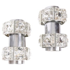 Pareja de apliques de cristal vintage de los años 60 diseño Kinkeldey