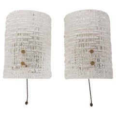Paire d'appliques vintage des années 1960 en cristal laiton design italien