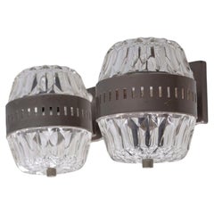 Pair of 1960s vintage wall lamps in metal crystal Italian design