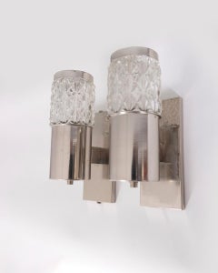 Coppia di lampade da parete vintage anni 70 metallo e vetro design Targetti