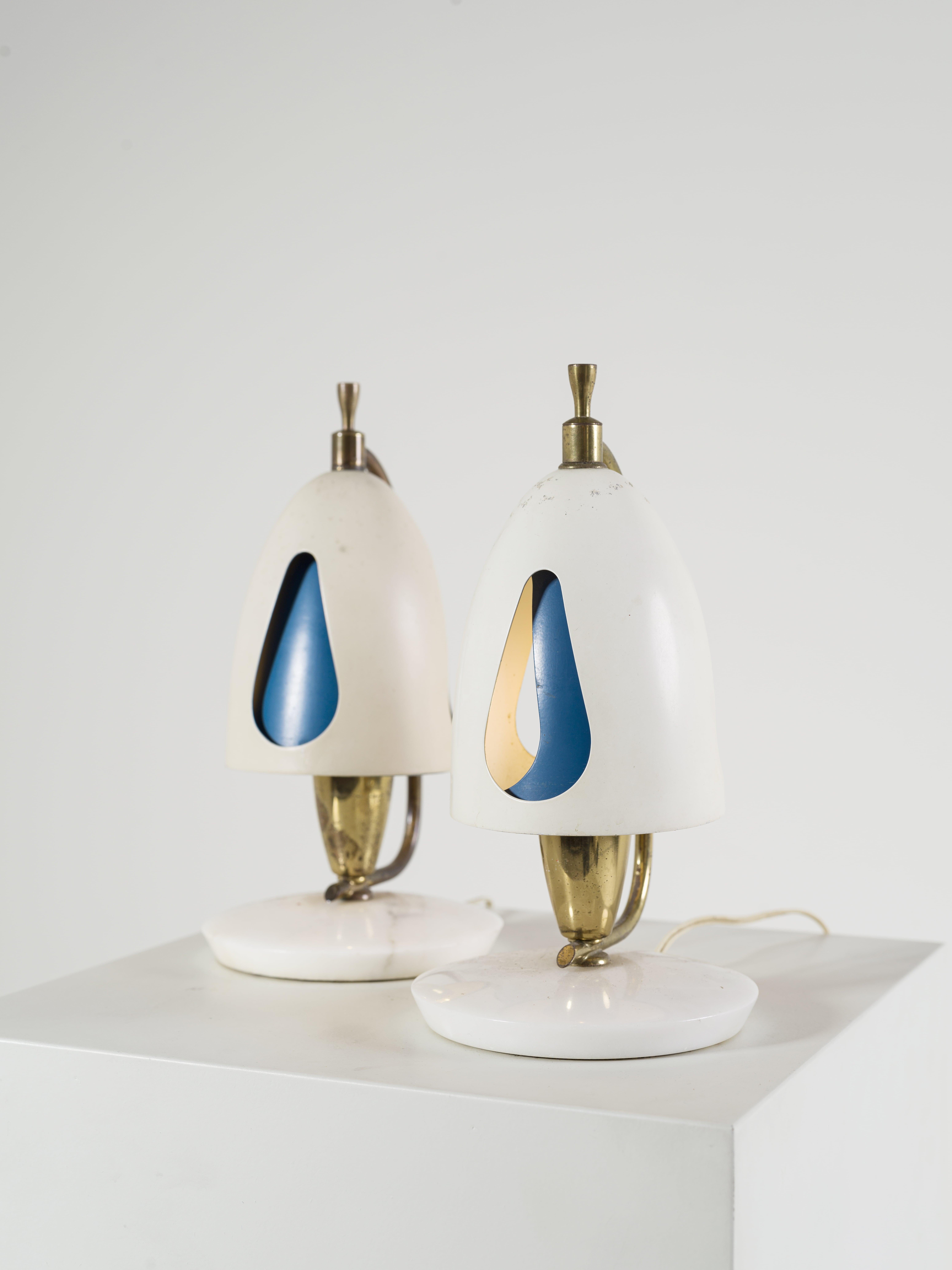 Italian Paire de lampes de table Angelo Lelii pour Arredoluce Italie modèle 12398 années 50 en vente