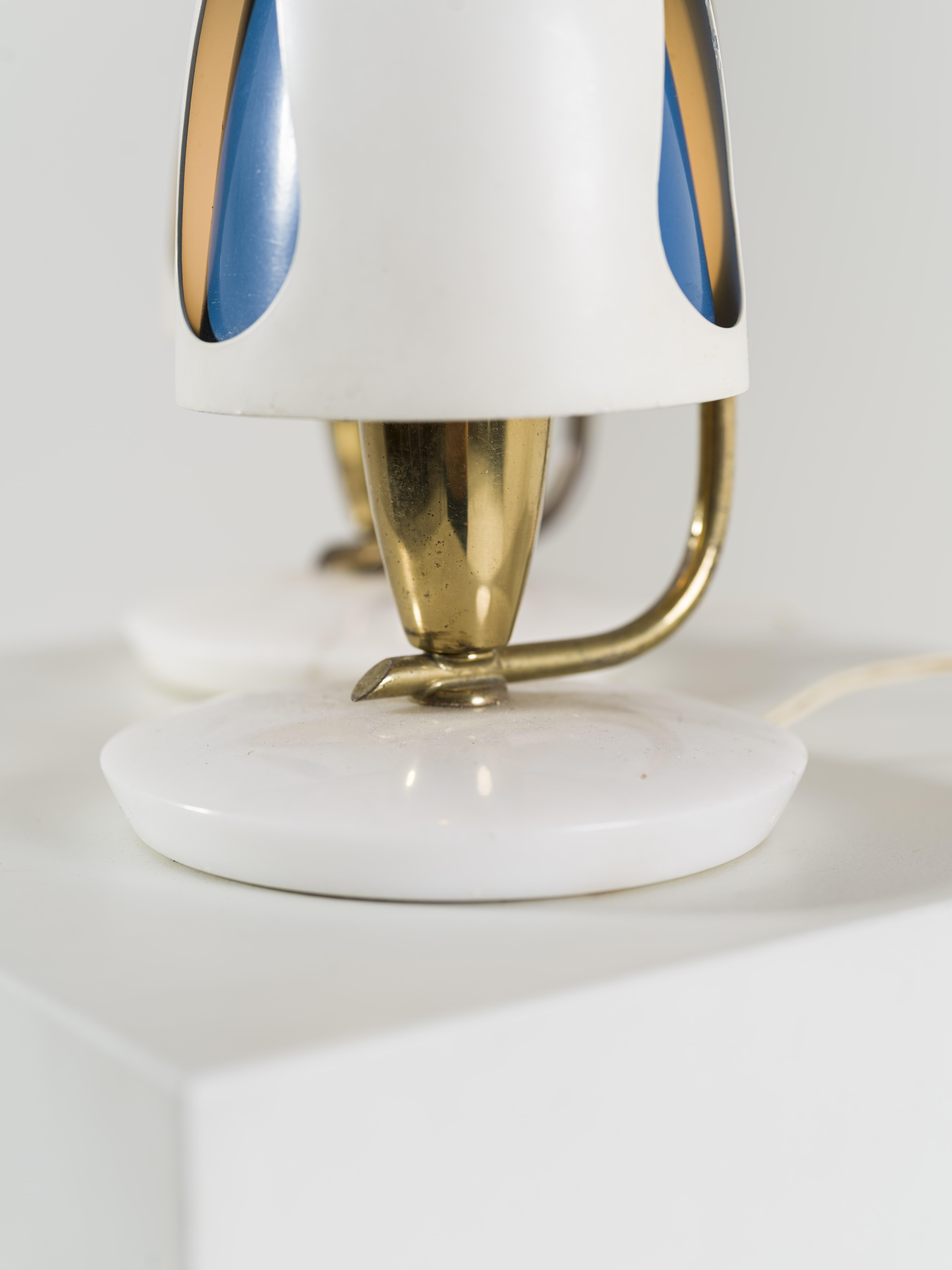 Paire de lampes de table Angelo Lelii pour Arredoluce Italie modèle 12398 années 50 Bon état - En vente à Catania, IT