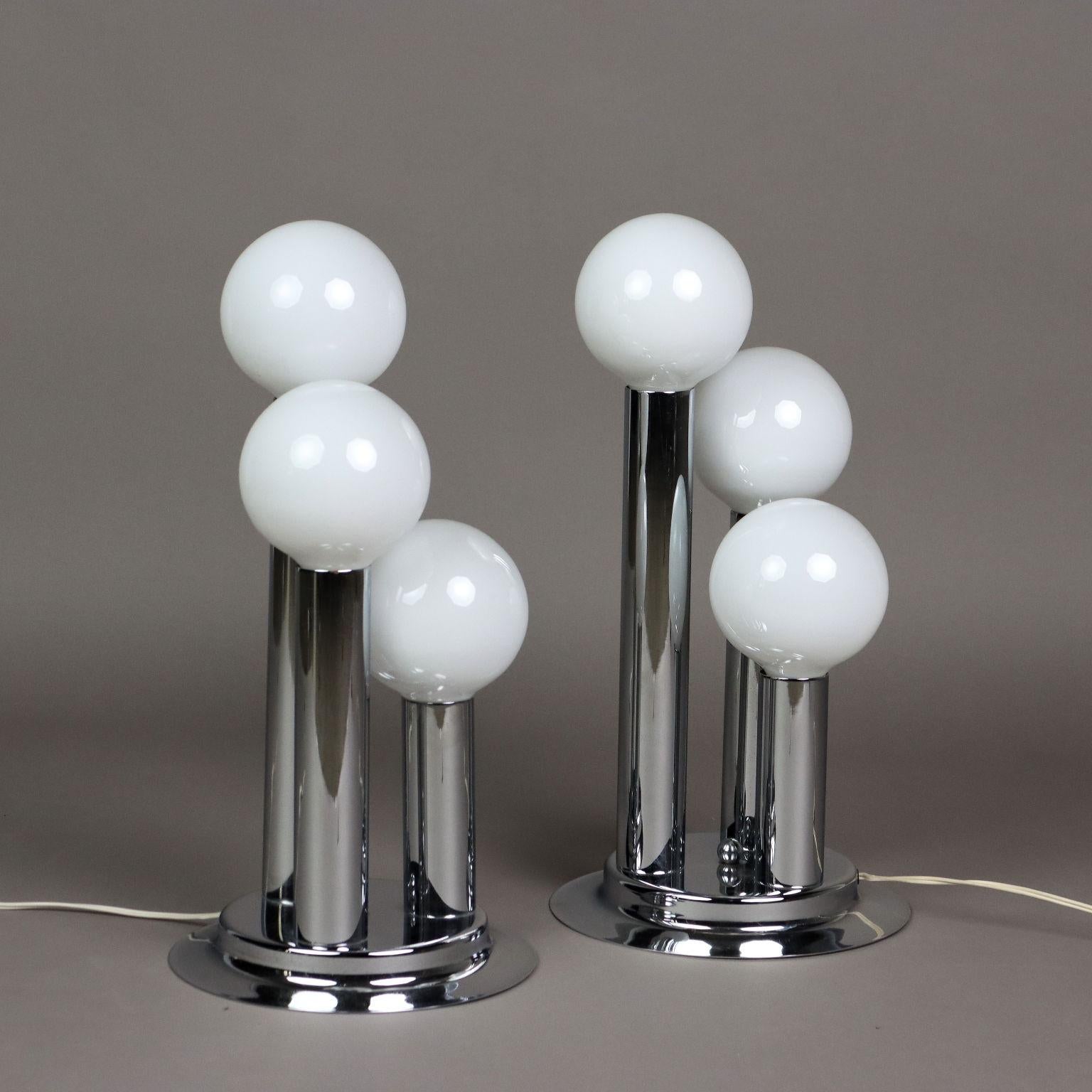 Metallo Coppia di Lampade da Tavolo Anni 60-70 in vendita