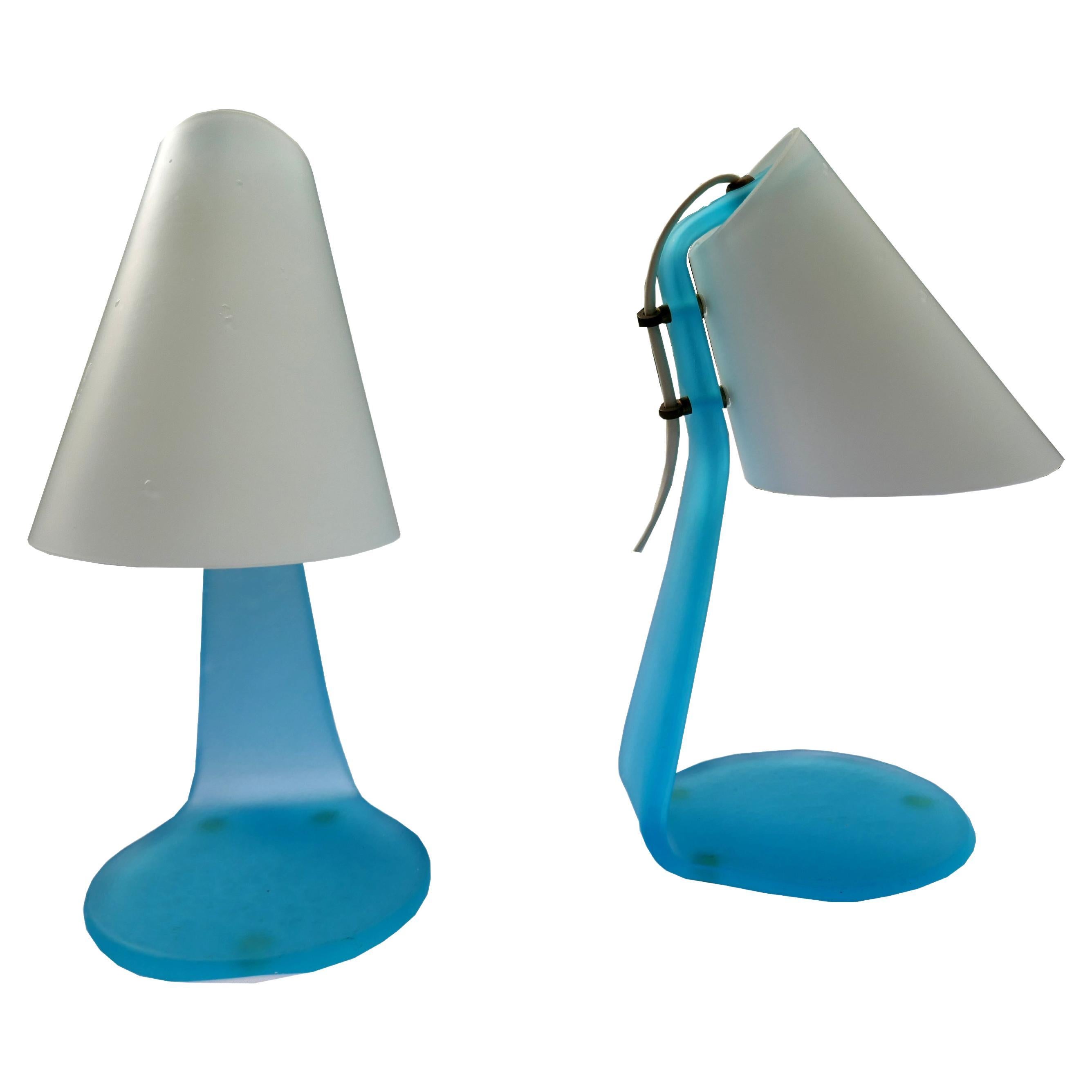 Pair of table lamps att. to De Majo Murano For Sale