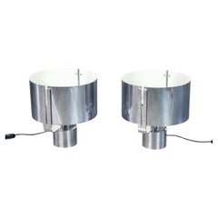 Paire de lampes de table, design Jacques QUINET, en métal chromé. 1970s