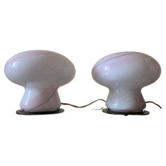 Vintage Pair of Murano mushroom table lamps Italy Venini 1970s