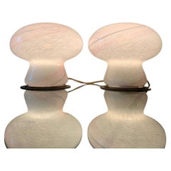 Paire de lampes de table à champignon de Murano Italie Venini 1970
