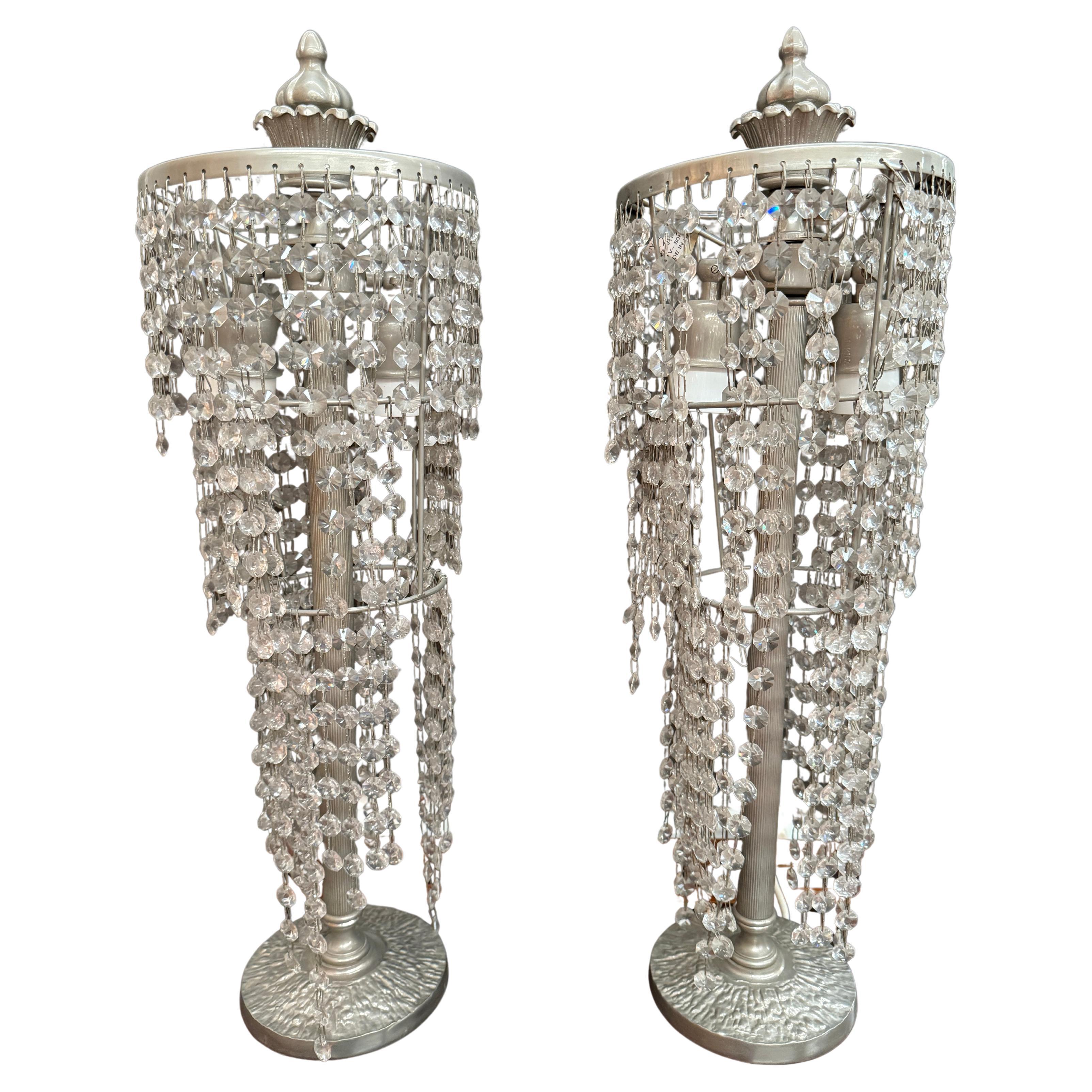 Pareja de elegantes lámparas de mesa rugiano de estilo clásico italiano años 80 en venta
