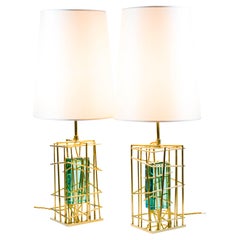 Pair of table lamps "GABBIA MATTONE"