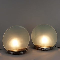 Coppia di lampade da tavolo 'Gong' di Bruno Gecchelin per Skipper Anni 80