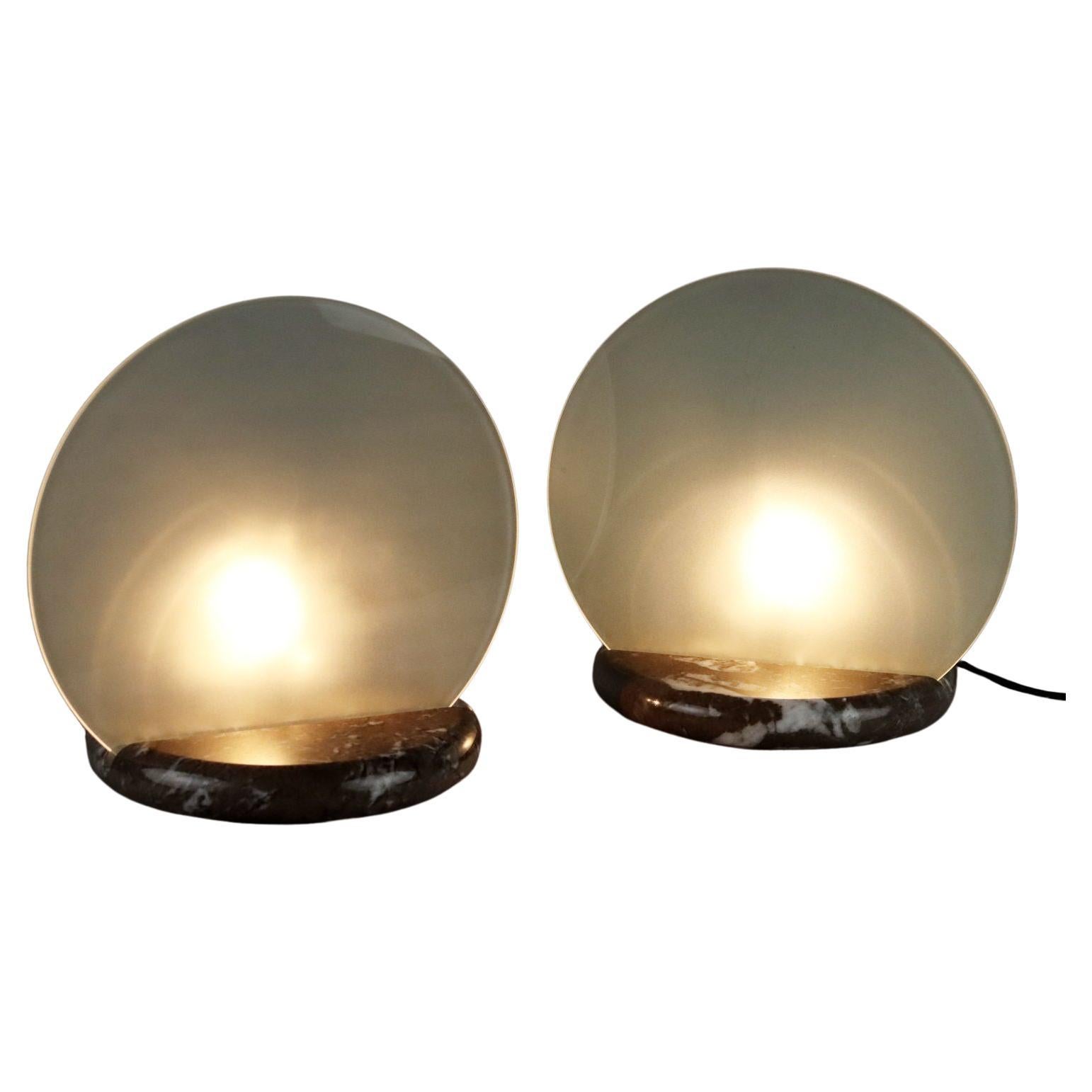 Pair of 'Gong' table lamps by Bruno Gecchelin for Skipper 1980s For Sale