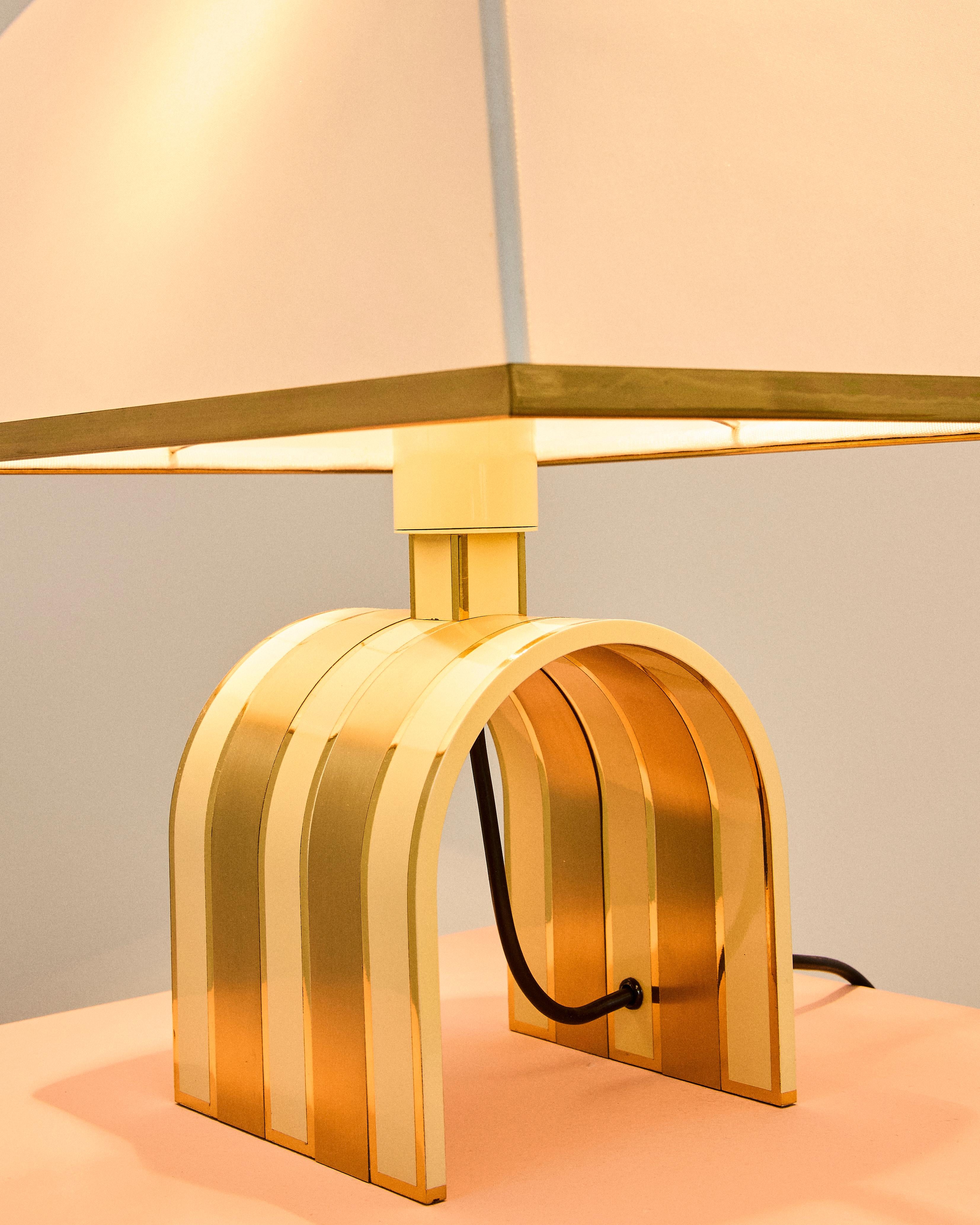 Italian pair of 1970s brass table lamps att. to Romeo Rega