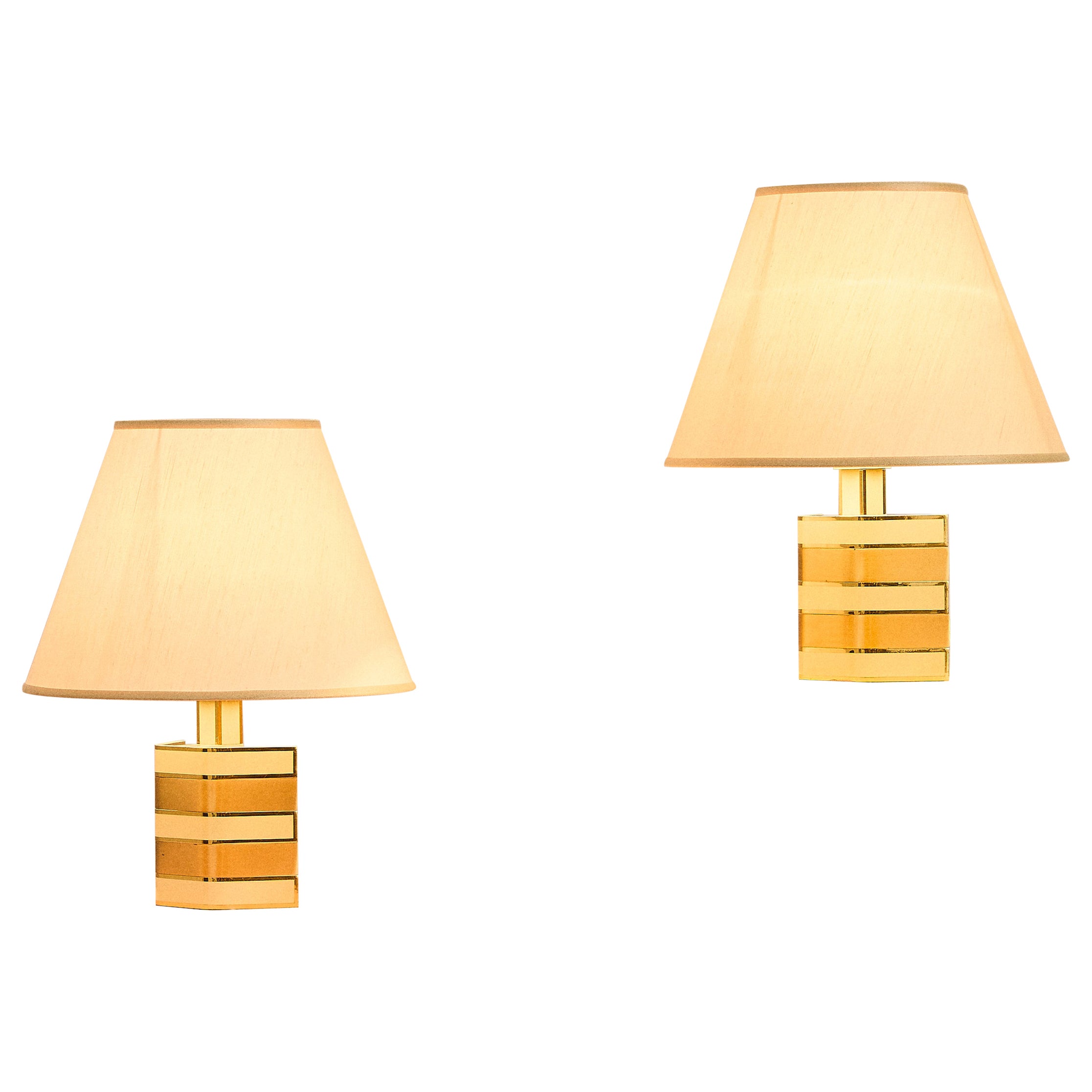 pair of brass table lamps att. to Romeo Rega For Sale