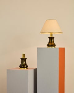 Pair of brass and Murano glass table lamps, 1970s.