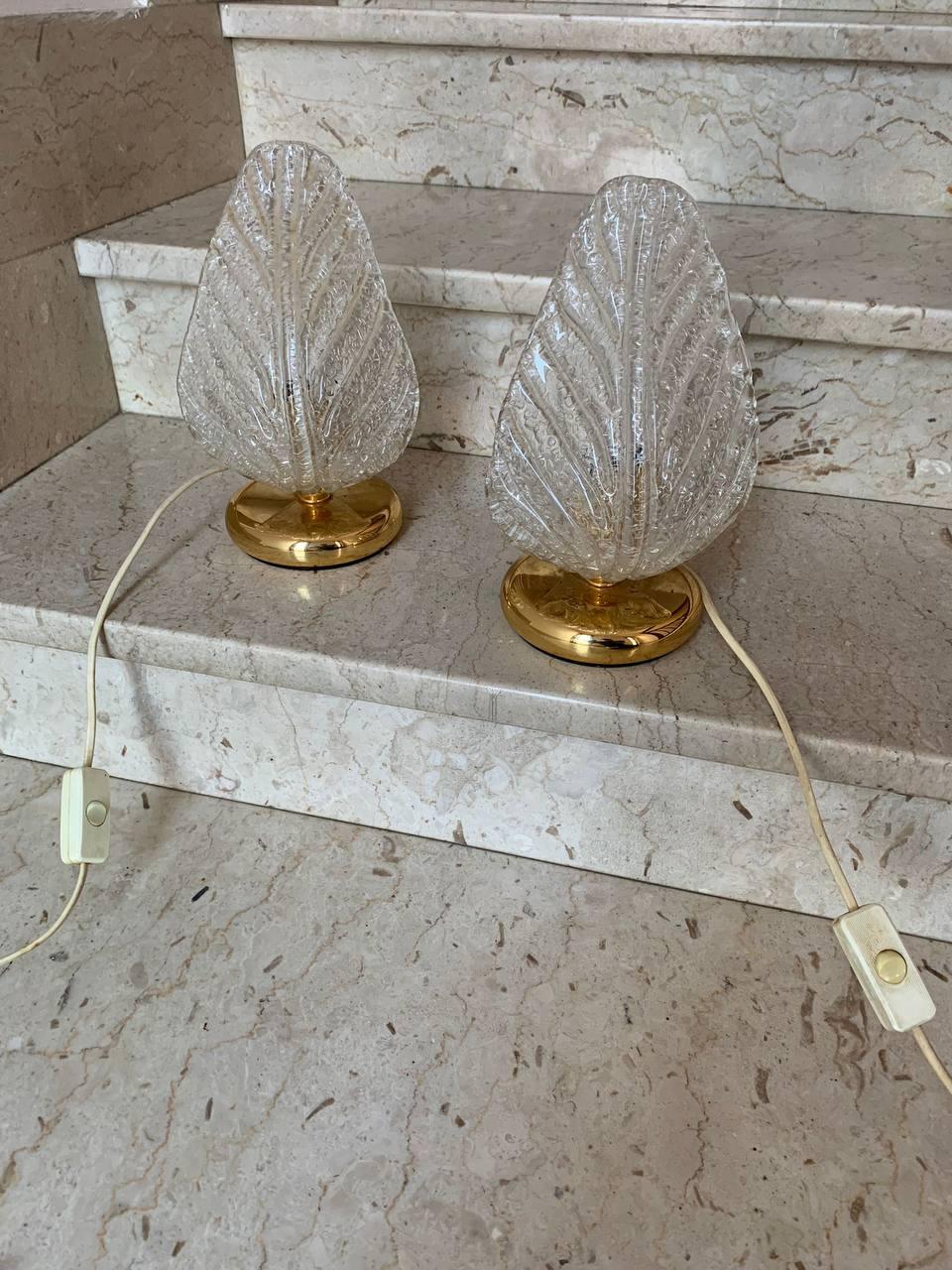 Mid-Century Modern Pair of Barovier & Toso Murano art glass table lamps For Sale