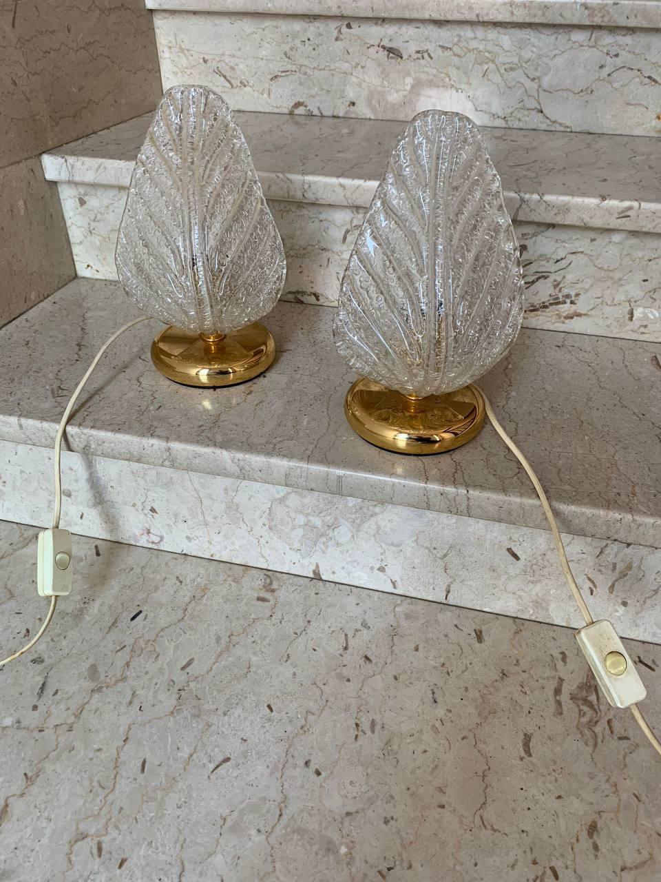 Italian Pair of Barovier & Toso Murano art glass table lamps For Sale