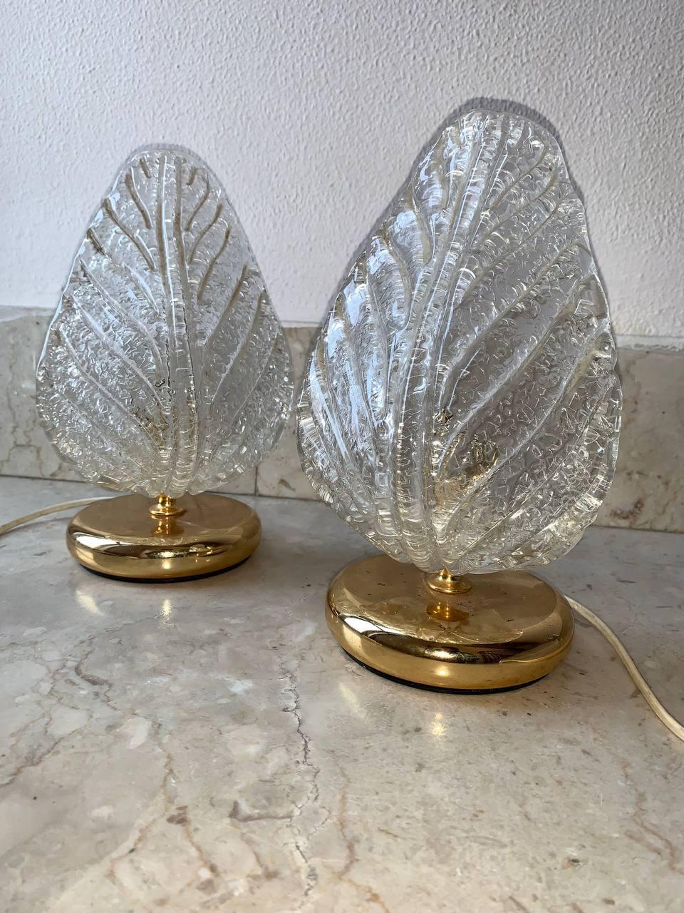 Hand-Crafted Pair of Barovier & Toso Murano art glass table lamps For Sale