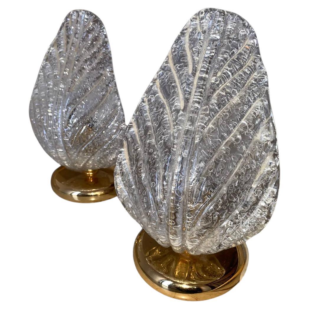 Pair of Barovier & Toso Murano art glass table lamps For Sale