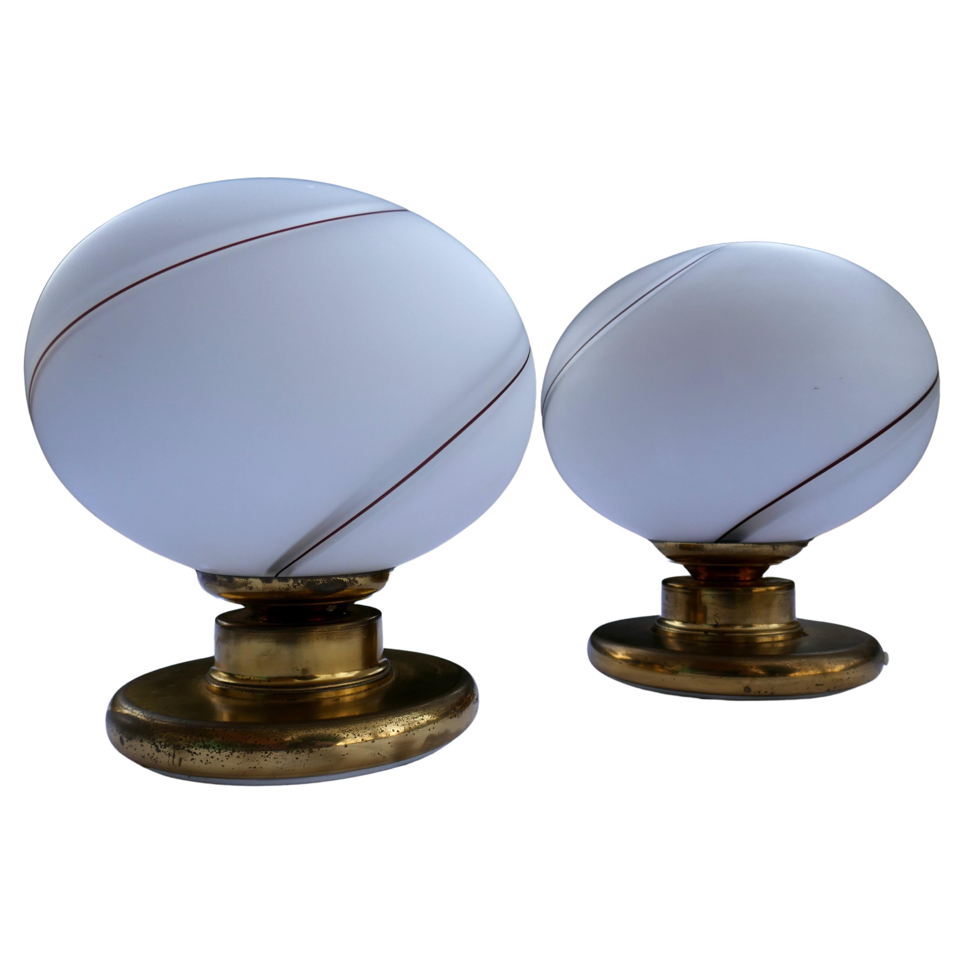 Modern Pair of Murano glass swirl table lamps  For Sale