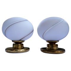 Paar Tischlampen aus Muranoglas mit Wirbel 