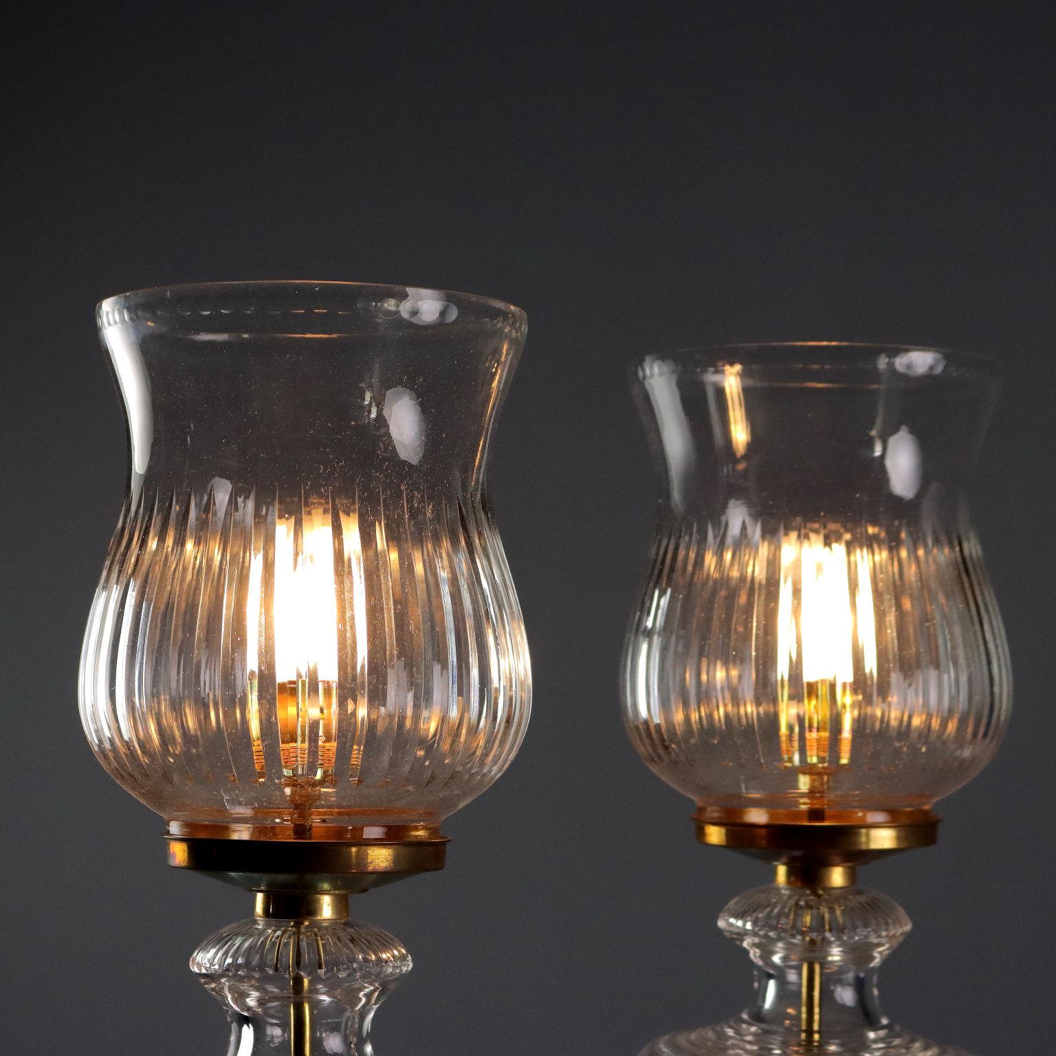 Italian Paire de lampes de table en verre 20e siècle Italie en vente