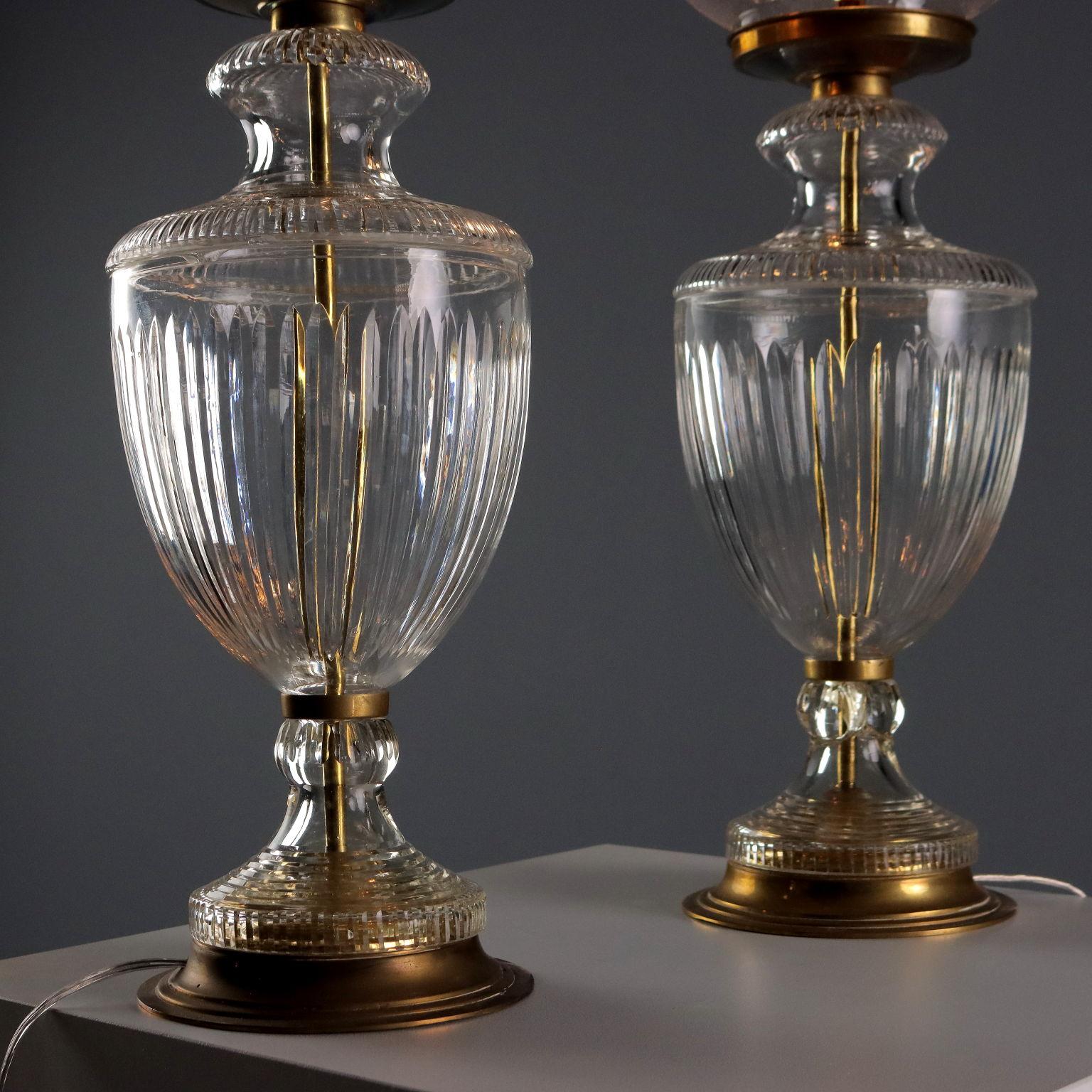Paire de lampes de table en verre 20e siècle Italie Bon état - En vente à Milano, IT