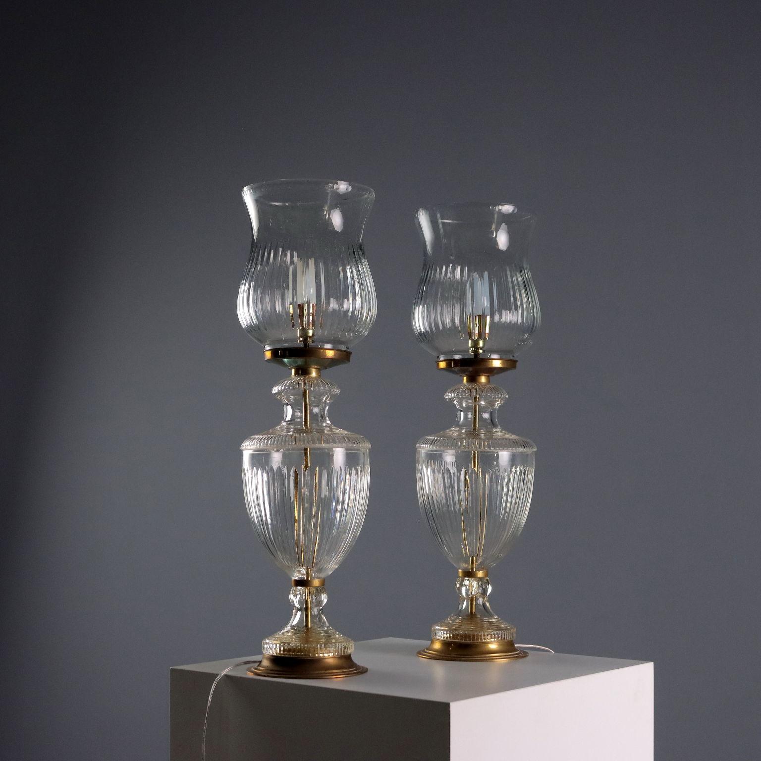 20th Century Paire de lampes de table en verre 20e siècle Italie en vente