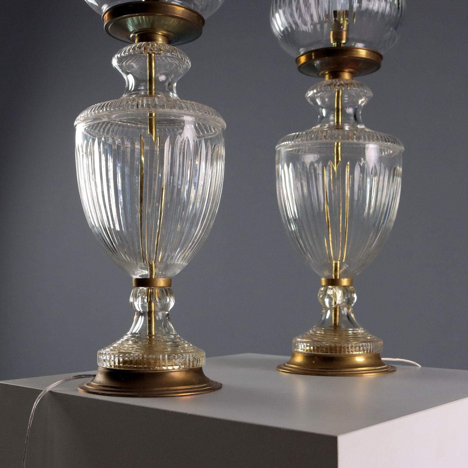 Paire de lampes de table en verre 20e siècle Italie en vente 2