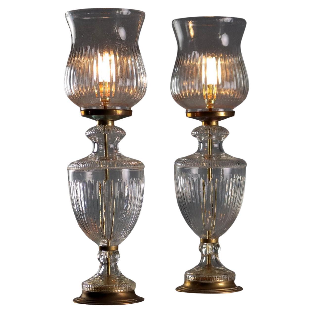 Paire de lampes de table en verre 20e siècle Italie en vente