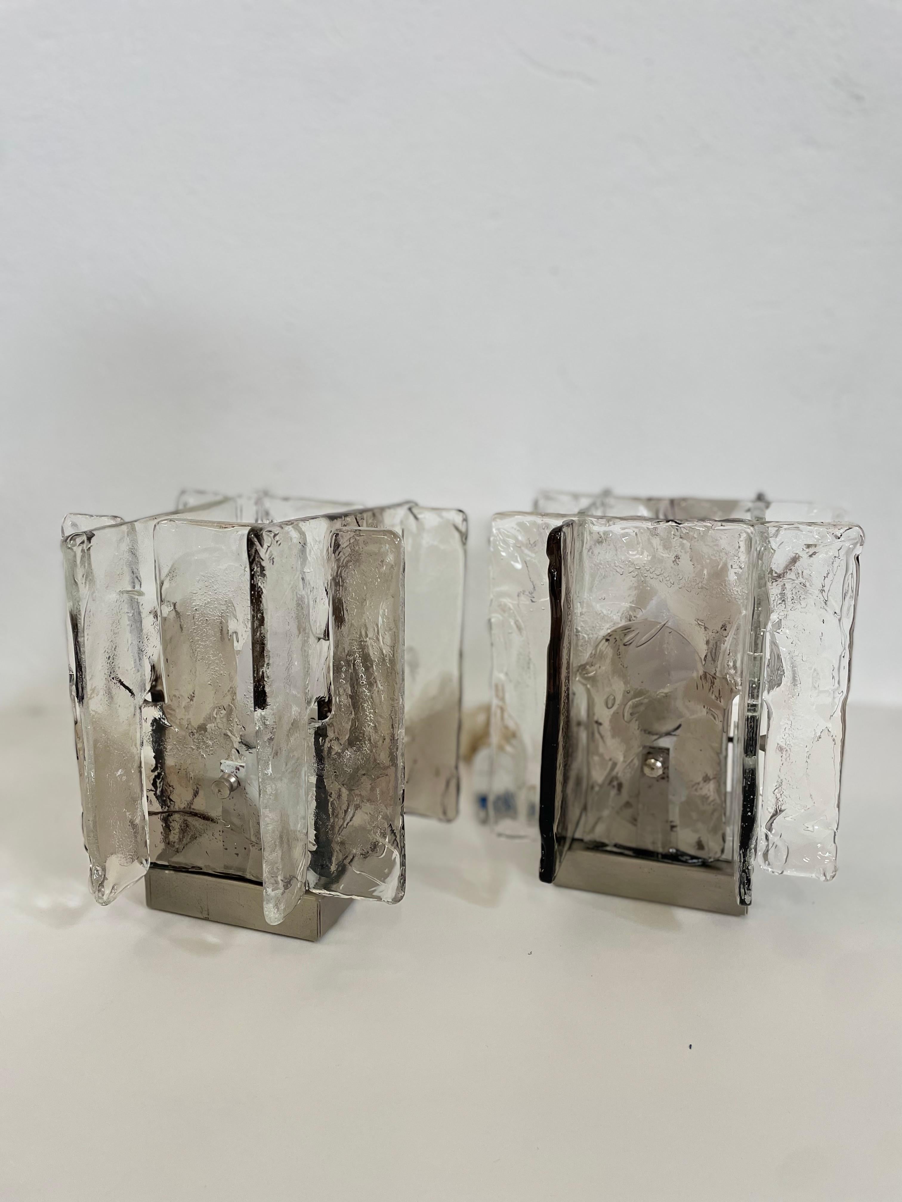 Mid-Century Modern Pair of murano glass table lamps, by Carlo Nason production Mazzega For Sale
