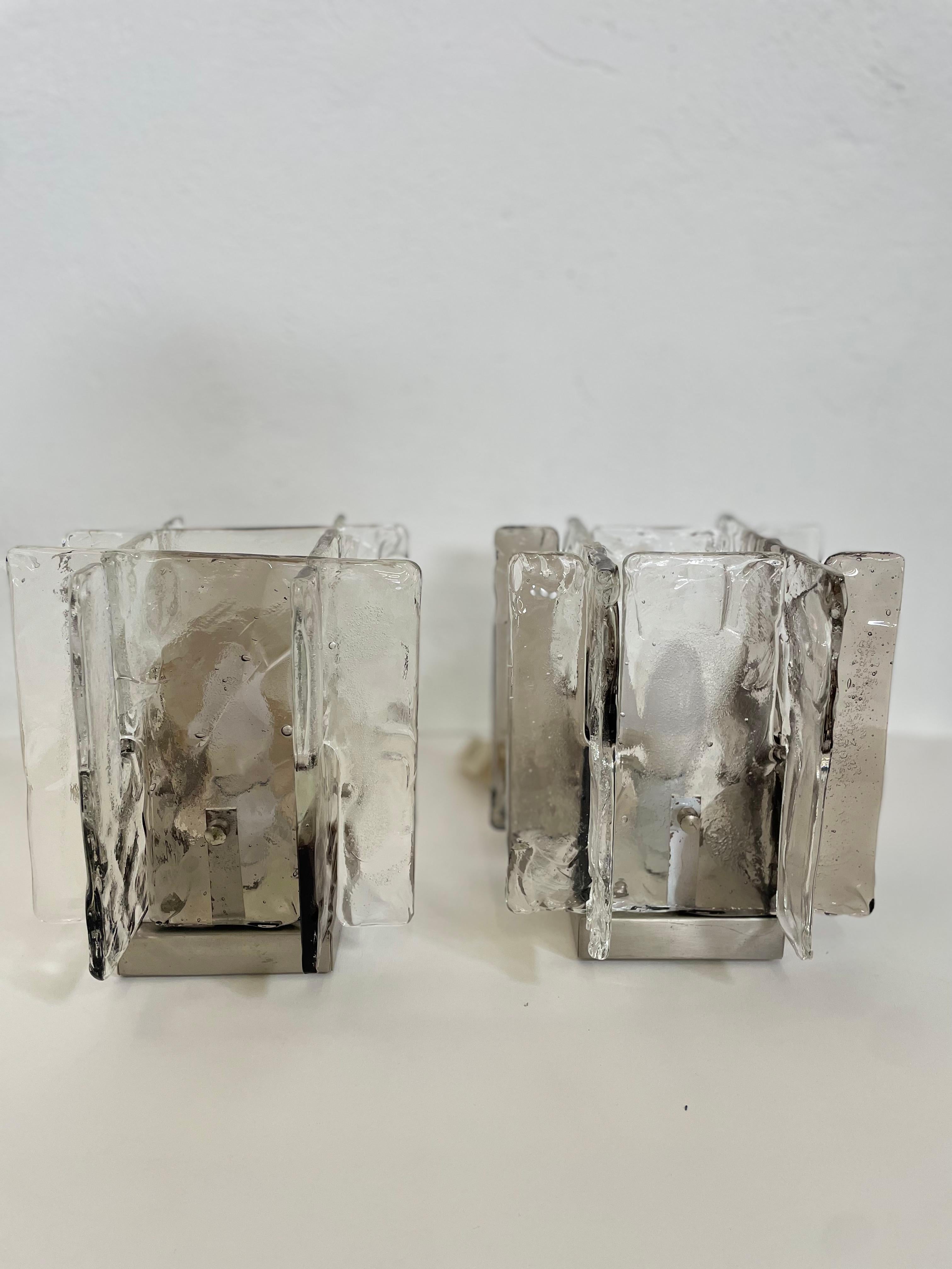 Italian Pair of murano glass table lamps, by Carlo Nason production Mazzega For Sale