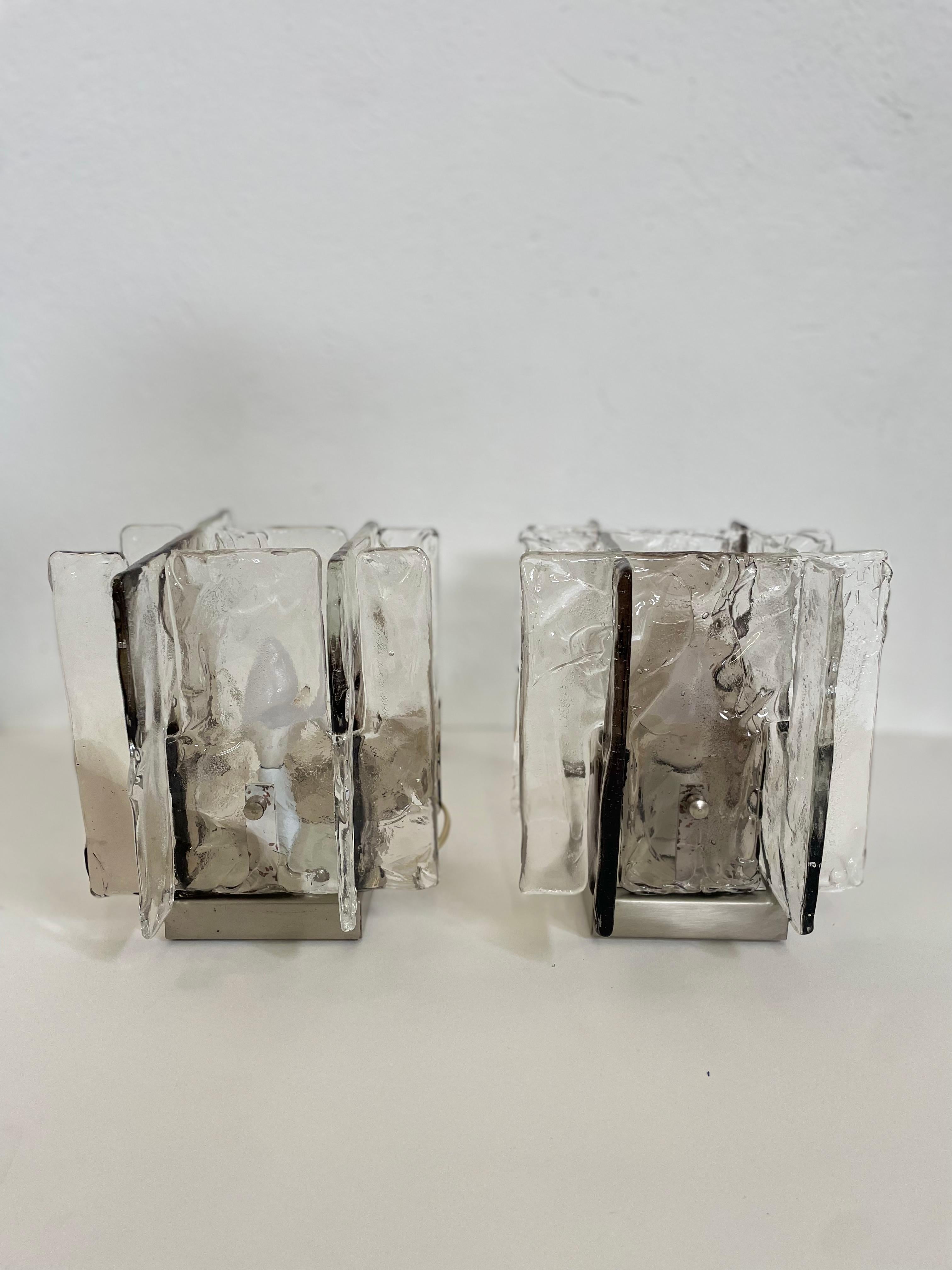 Late 20th Century Pair of murano glass table lamps, by Carlo Nason production Mazzega For Sale