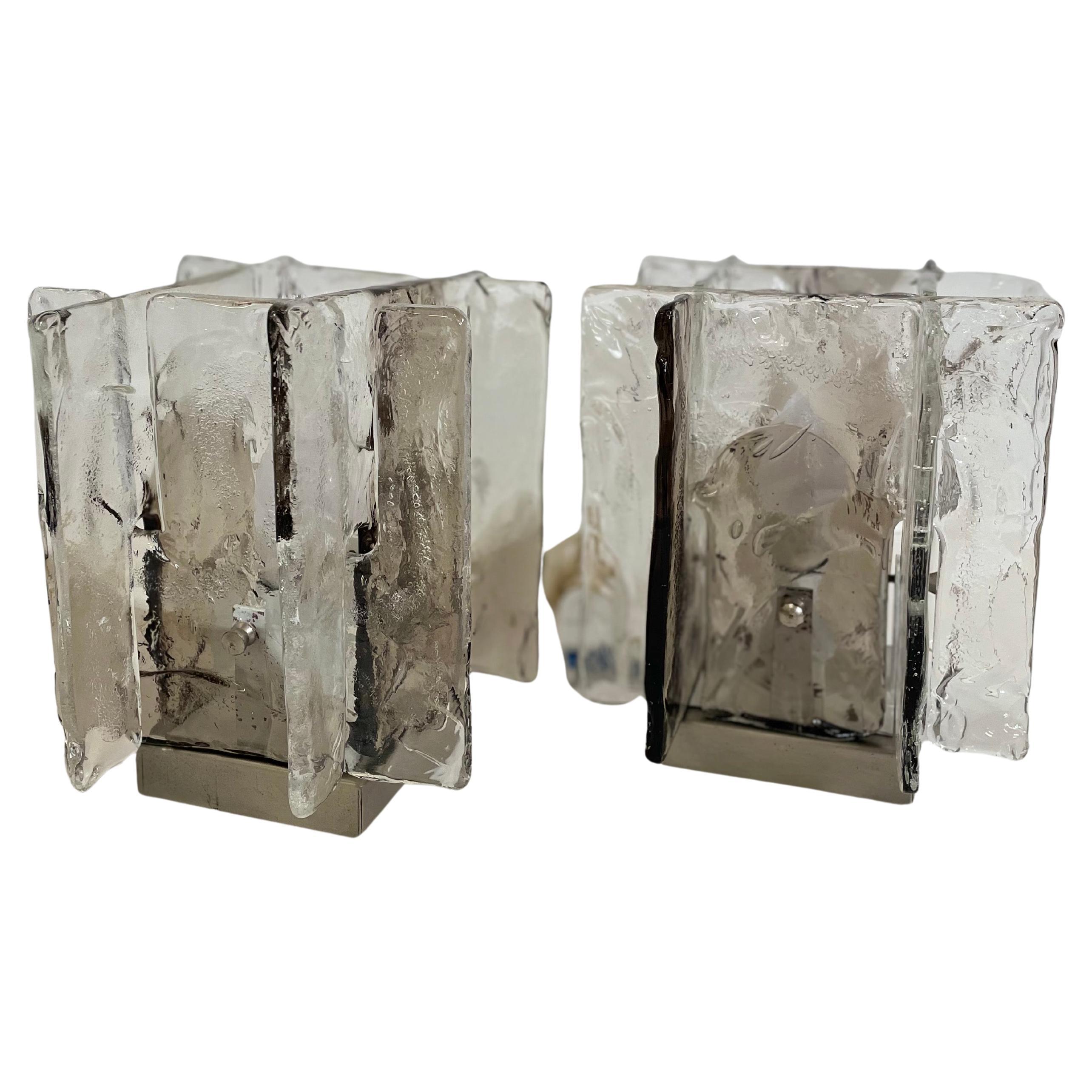 Pair of murano glass table lamps, by Carlo Nason production Mazzega For Sale